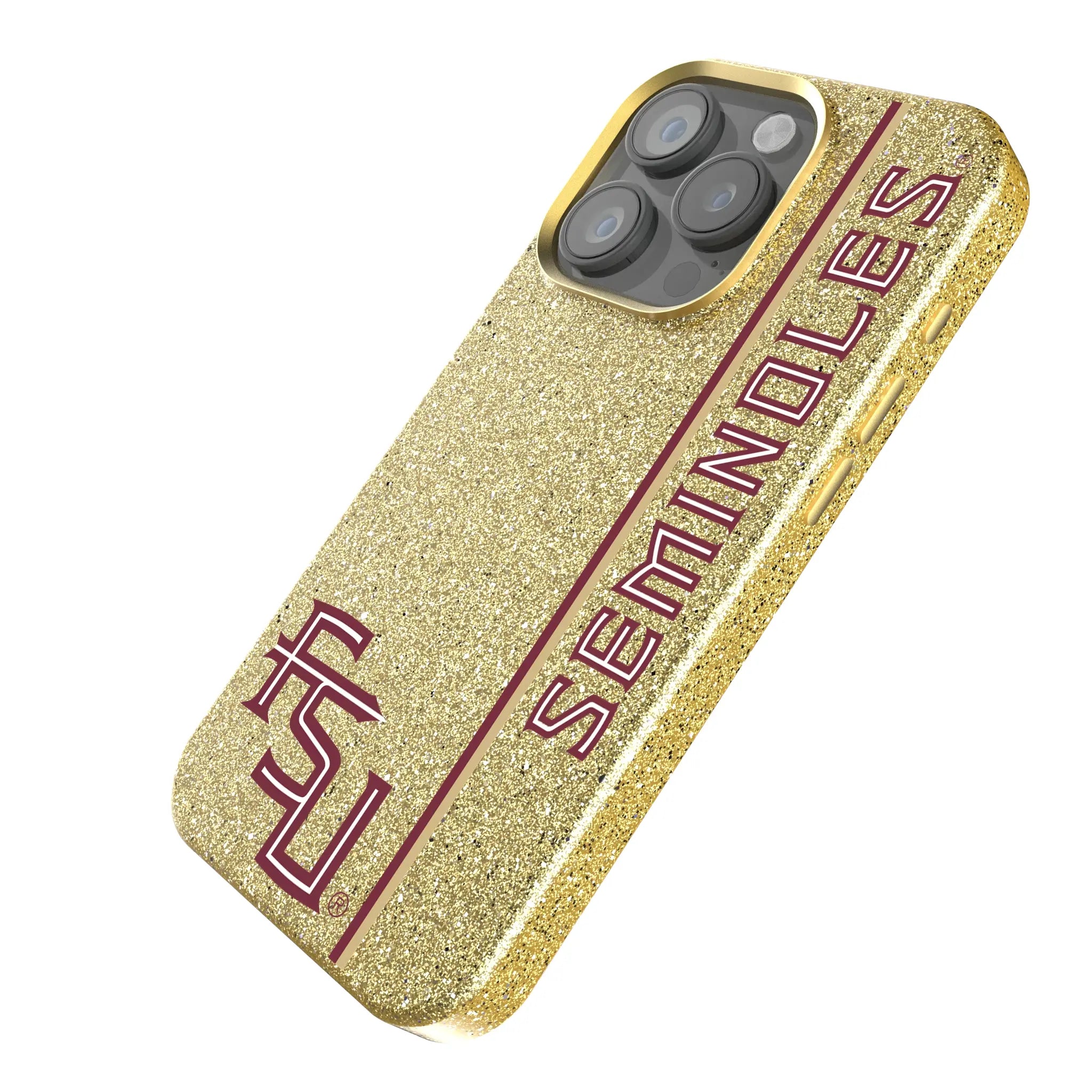 Florida State University Seminoles Athletic Wordmark Sidebar iPhone Bling Phone Case for Apple iPhone - Isometric View