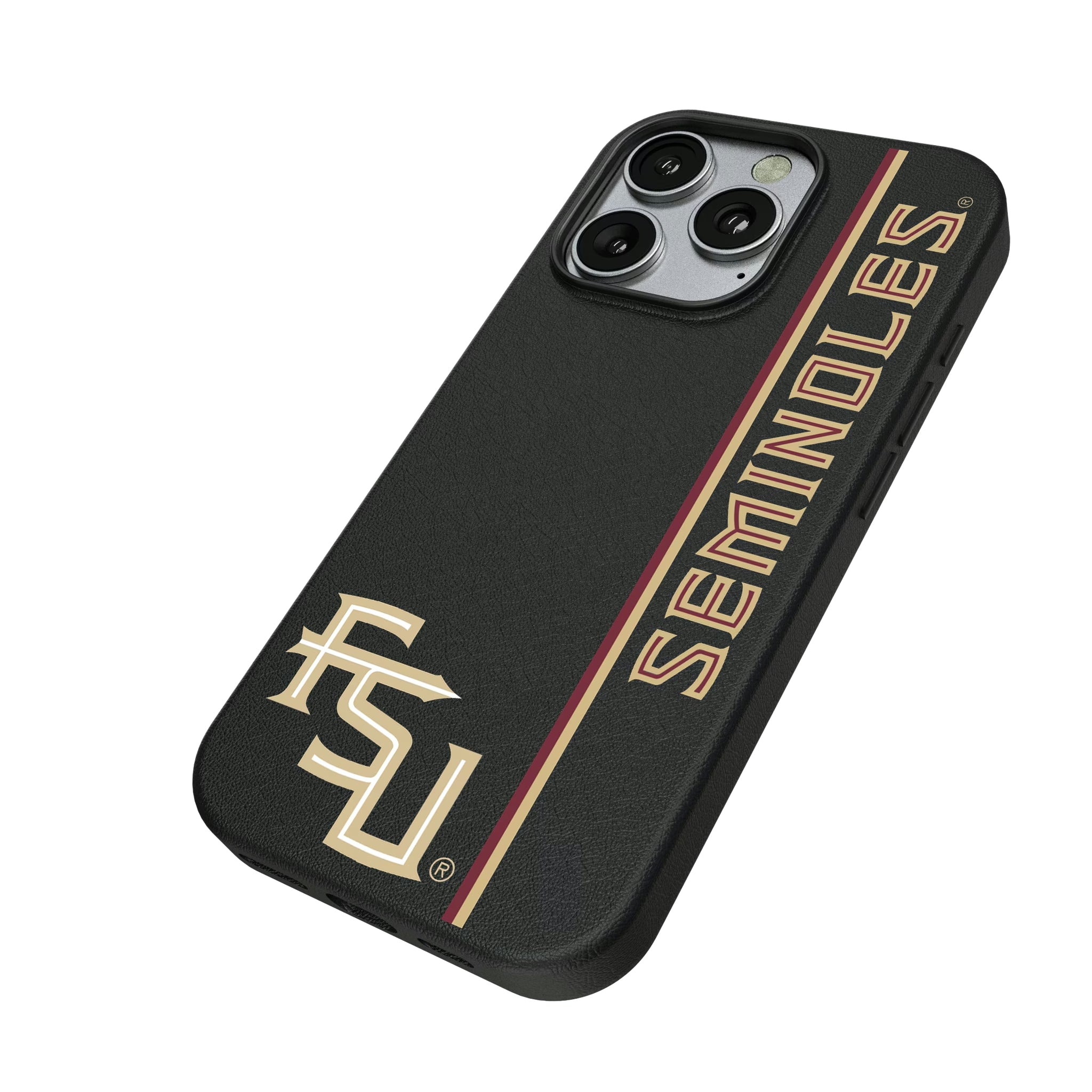 Florida State University Seminoles Athletic Wordmark Sidebar iPhone MagSafe Compatible Phone Case for Apple iPhone - Isometric View