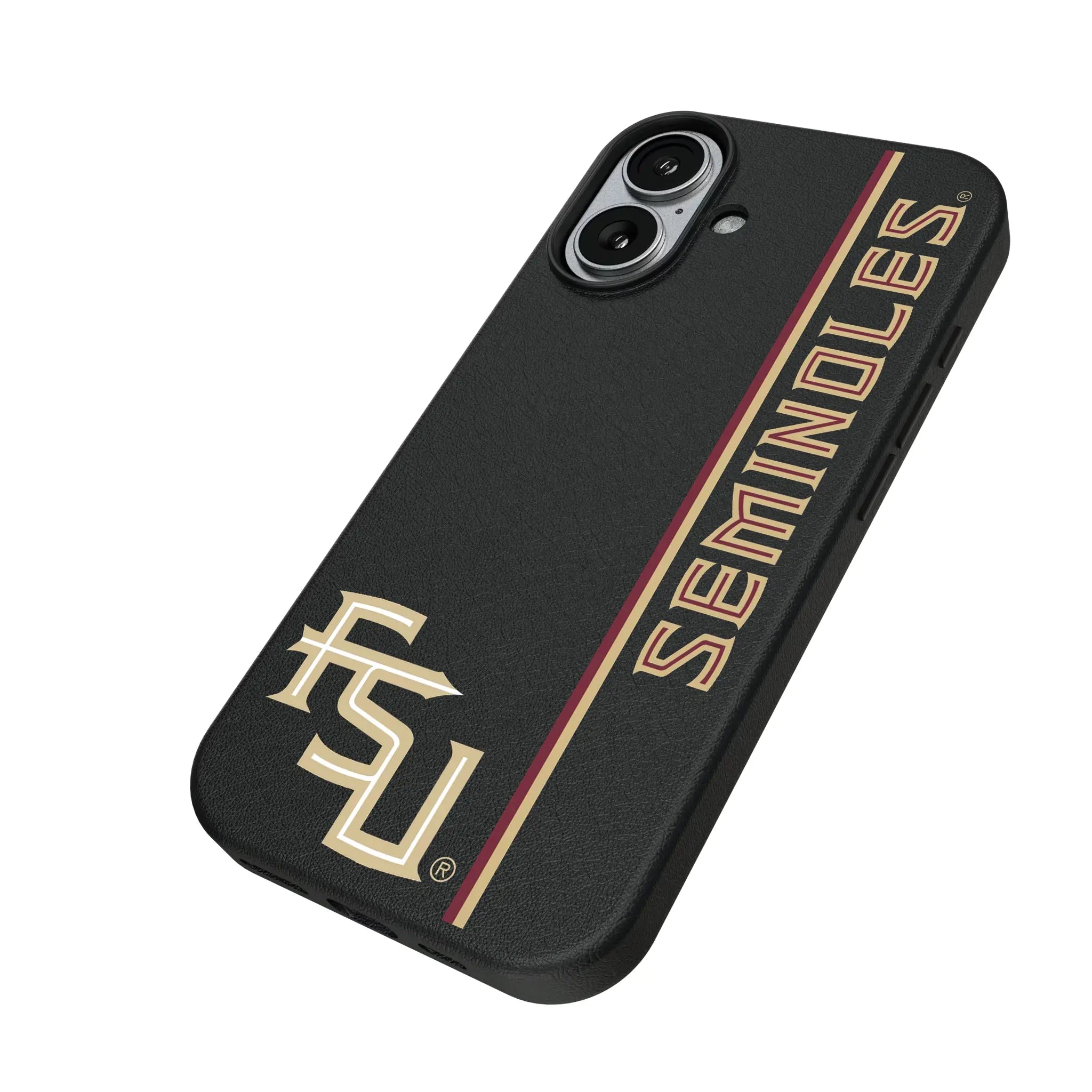 Florida State University Seminoles Athletic Wordmark Sidebar iPhone MagSafe Compatible Phone Case for Apple iPhone - Isometric View#Device_iPhone 17