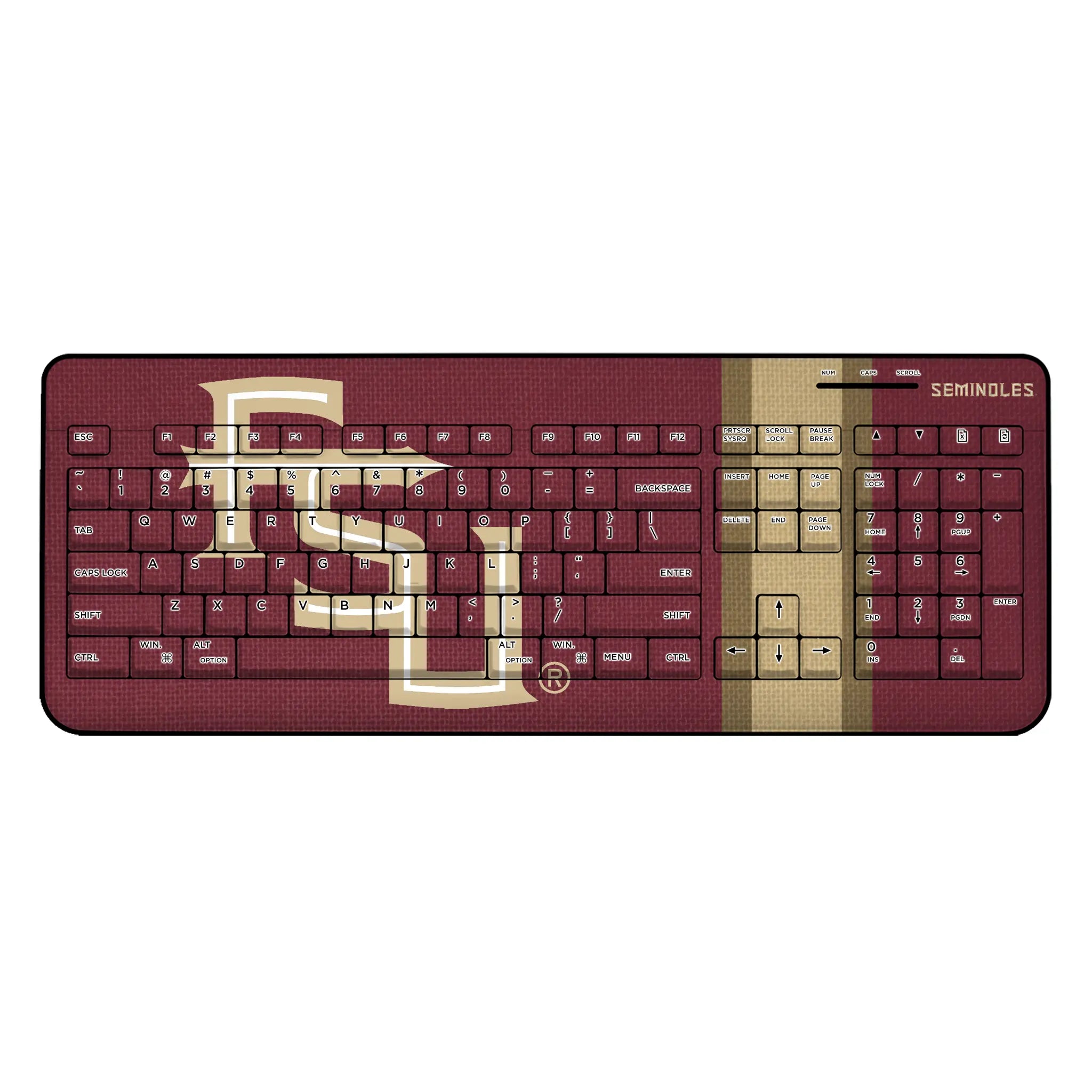 Florida State University Seminoles Athletic Wordmark Stripe Wireless USB Keyboard