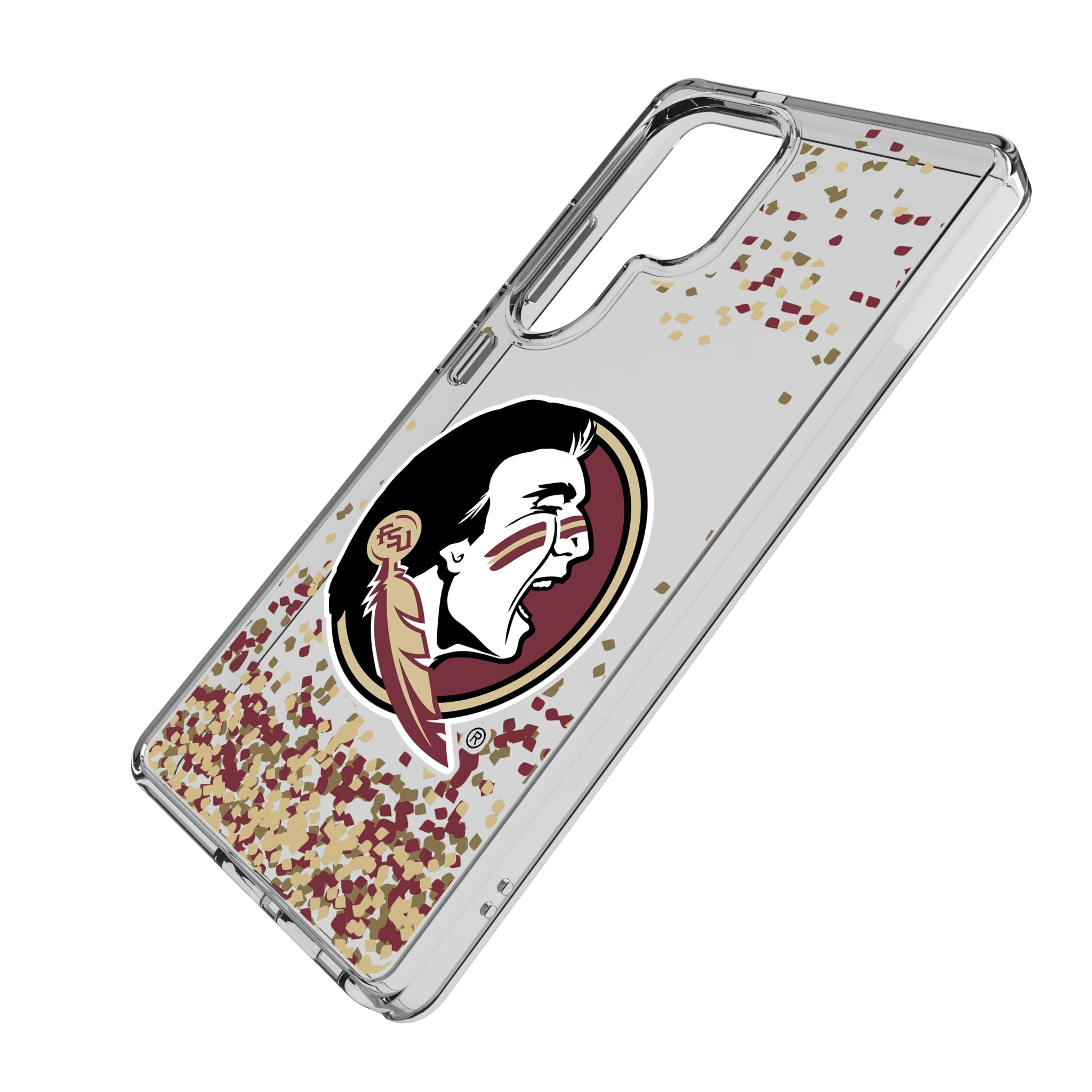 Florida State University Seminoles Confetti Galaxy Clear Phone Case for Samsung Galaxy - Isometric View