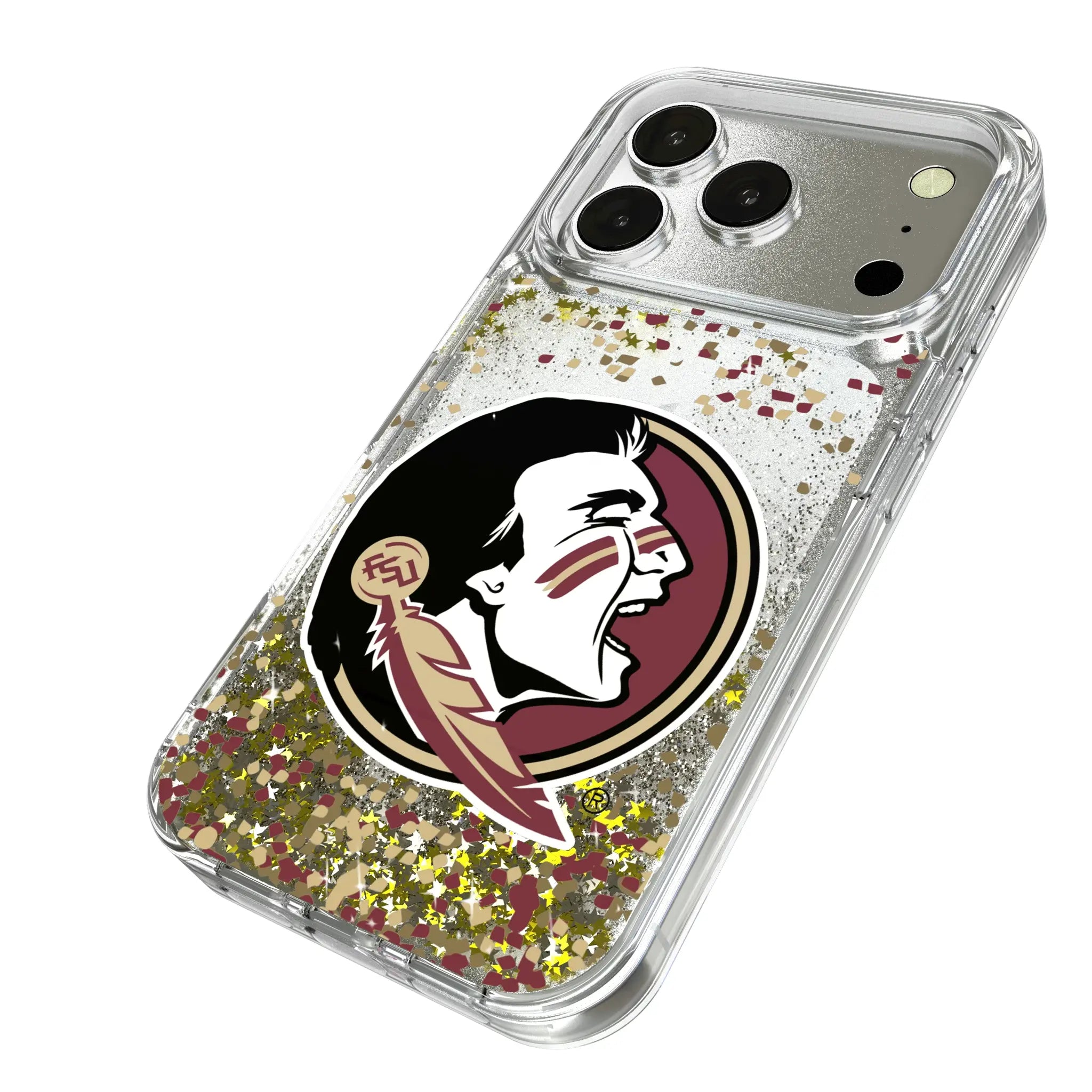 Florida State University Seminoles Confetti iPhone Glitter Phone Case for Apple iPhone - Isometric View