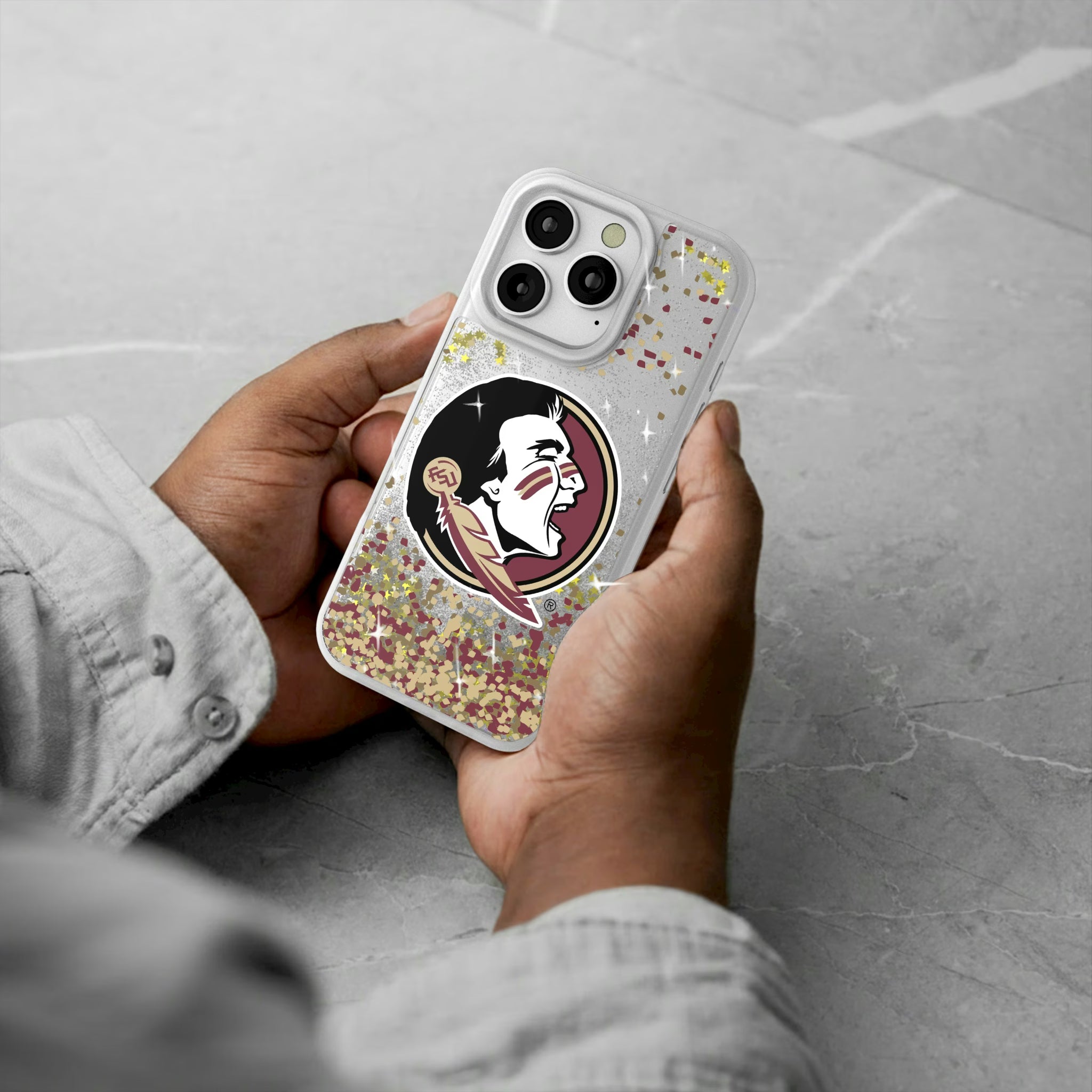 Florida State University Seminoles Confetti iPhone Glitter Phone Case for Apple iPhone - Lifestyle#Device_iPhone 16 Pro