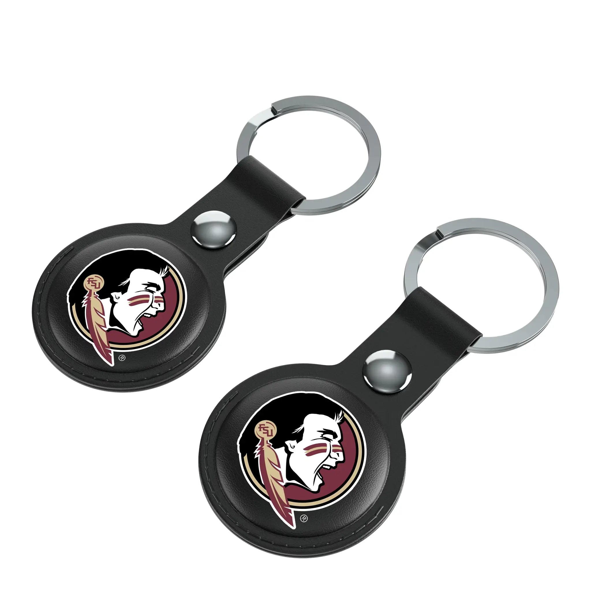 Florida State University Seminoles Insignia AirTag Black Airtag Holder 2-Pack - Isometric View