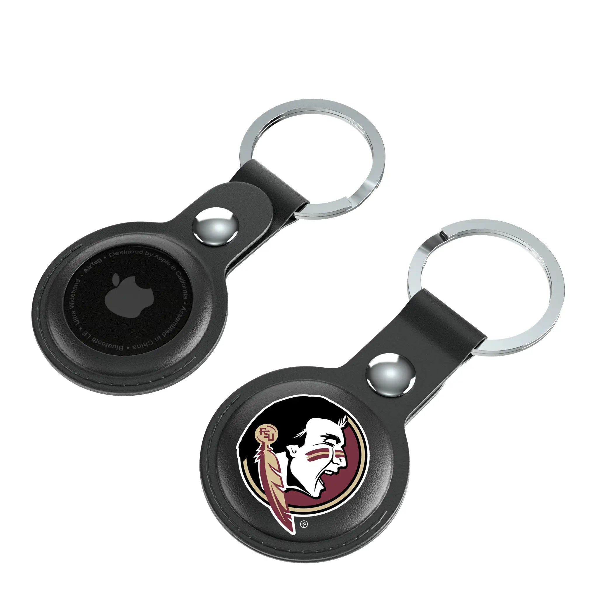 Florida State University Seminoles Insignia AirTag Black Airtag Holder 2-Pack - Isometric View