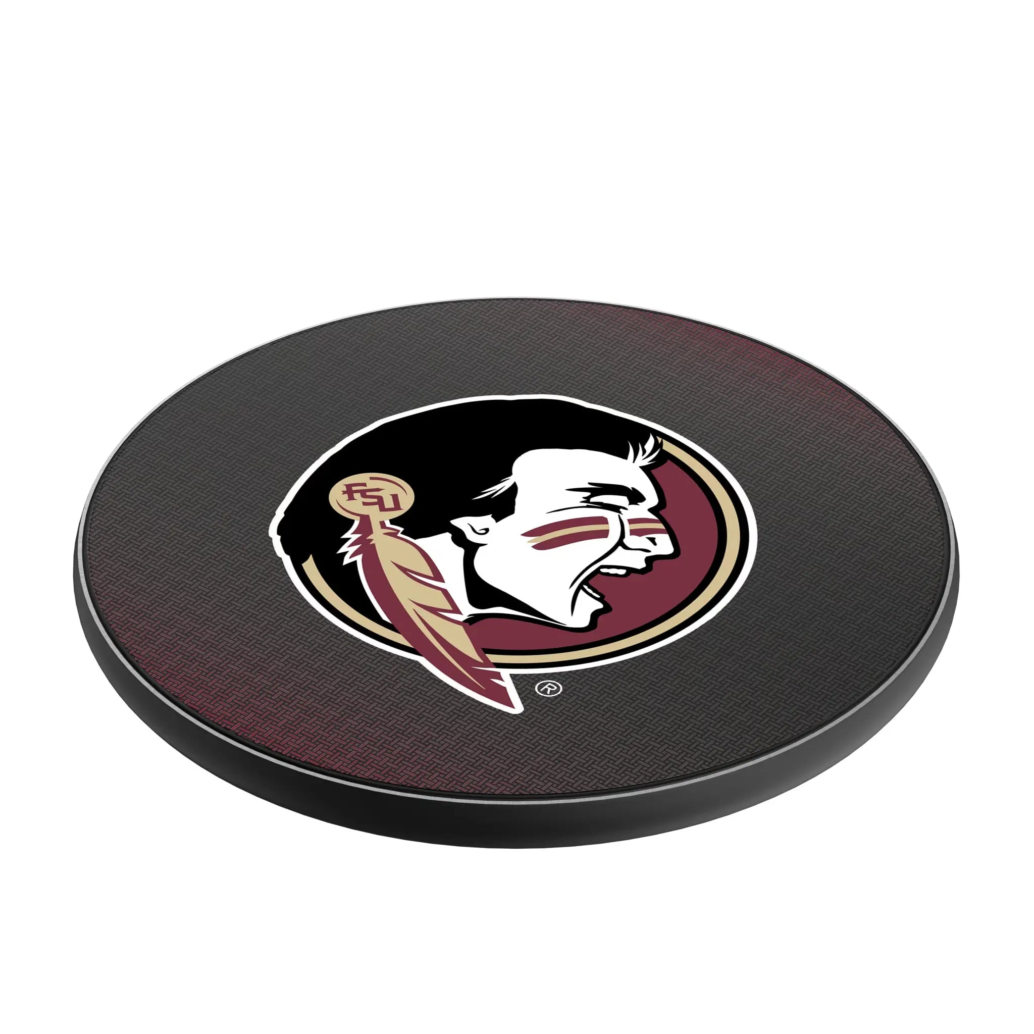 Florida State University Seminoles Linen 15-Watt Wireless Charger - Isometric View