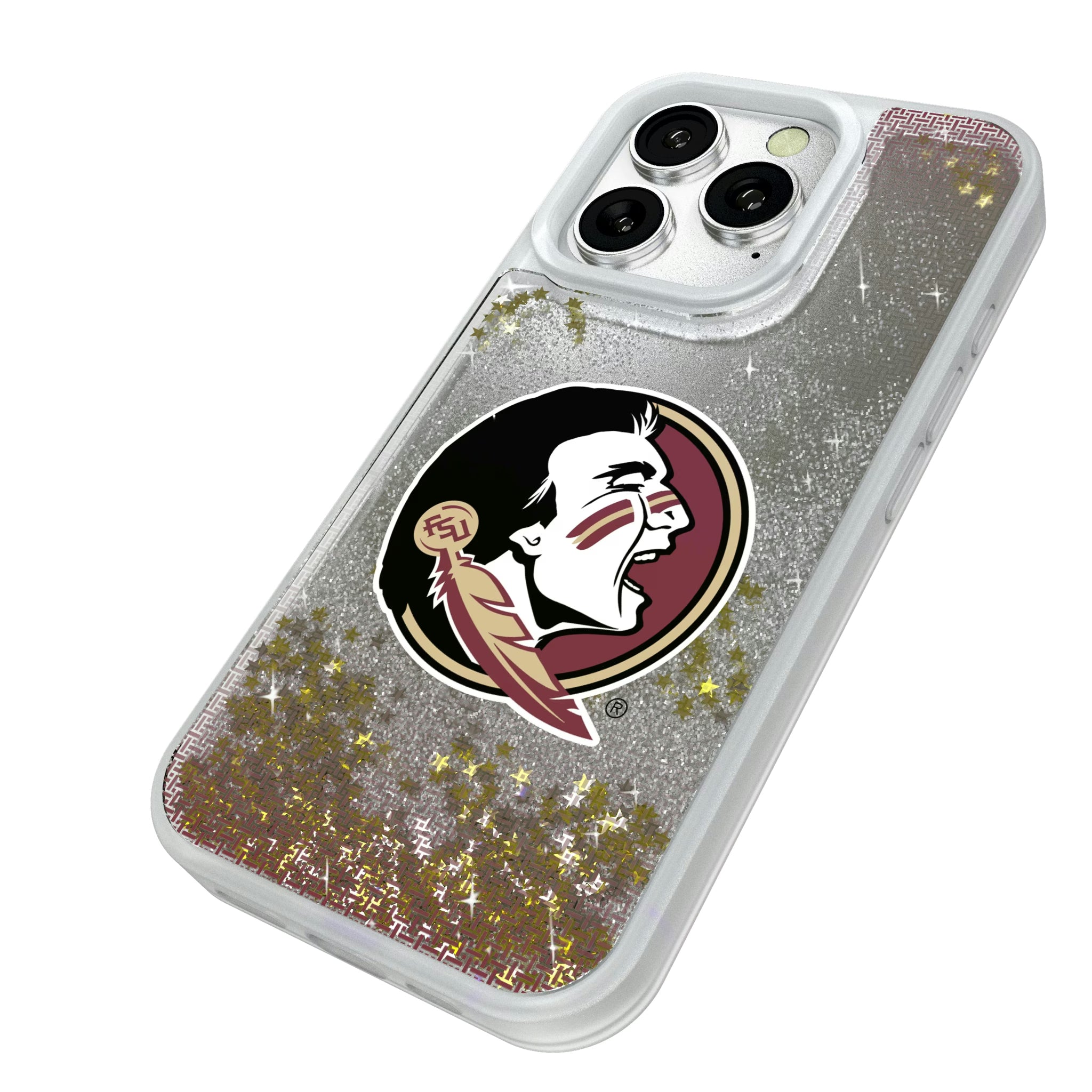 Florida State University Seminoles Linen iPhone Glitter Phone Case for Apple iPhone - Isometric View#Device_iPhone 16 Pro