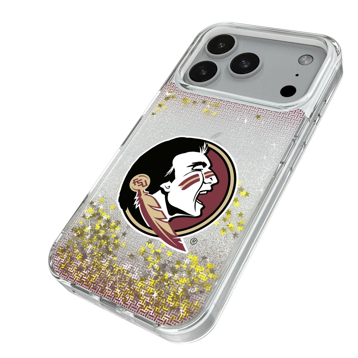 Florida State University Seminoles Linen iPhone Glitter Phone Case for Apple iPhone - Isometric View#Device_iPhone 18 Pro