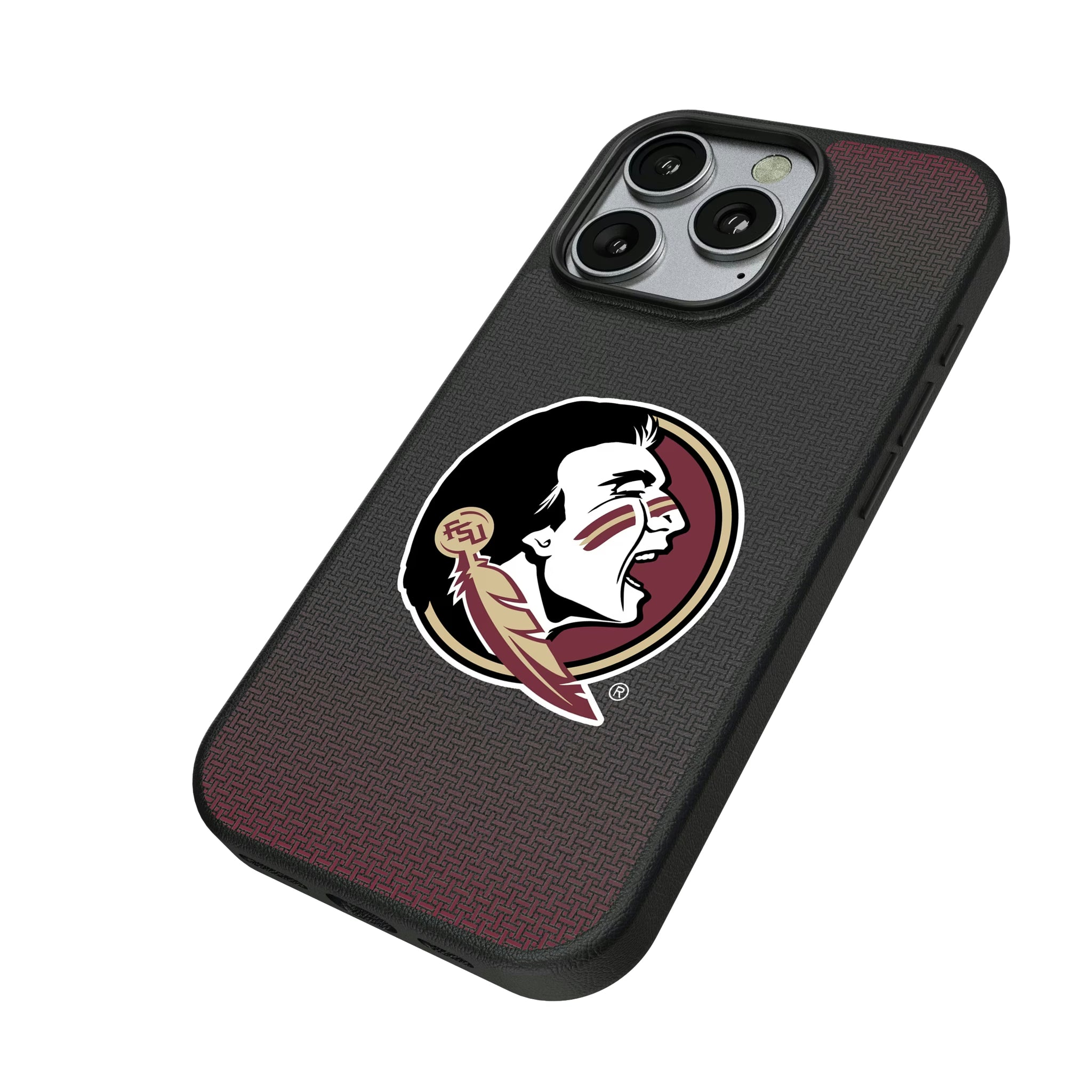 Florida State University Seminoles Linen iPhone MagSafe Compatible Phone Case for Apple iPhone - Isometric View