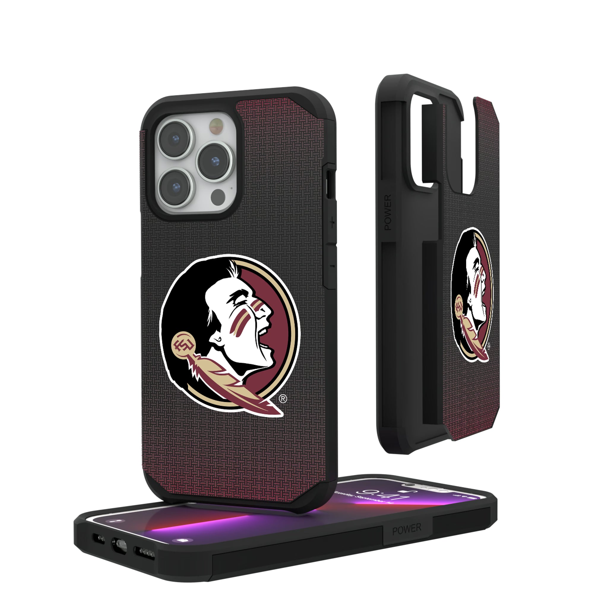 Florida State University Seminoles Linen iPhone Rugged Phone Case for Apple iPhone#Device_iPhone 13 Pro