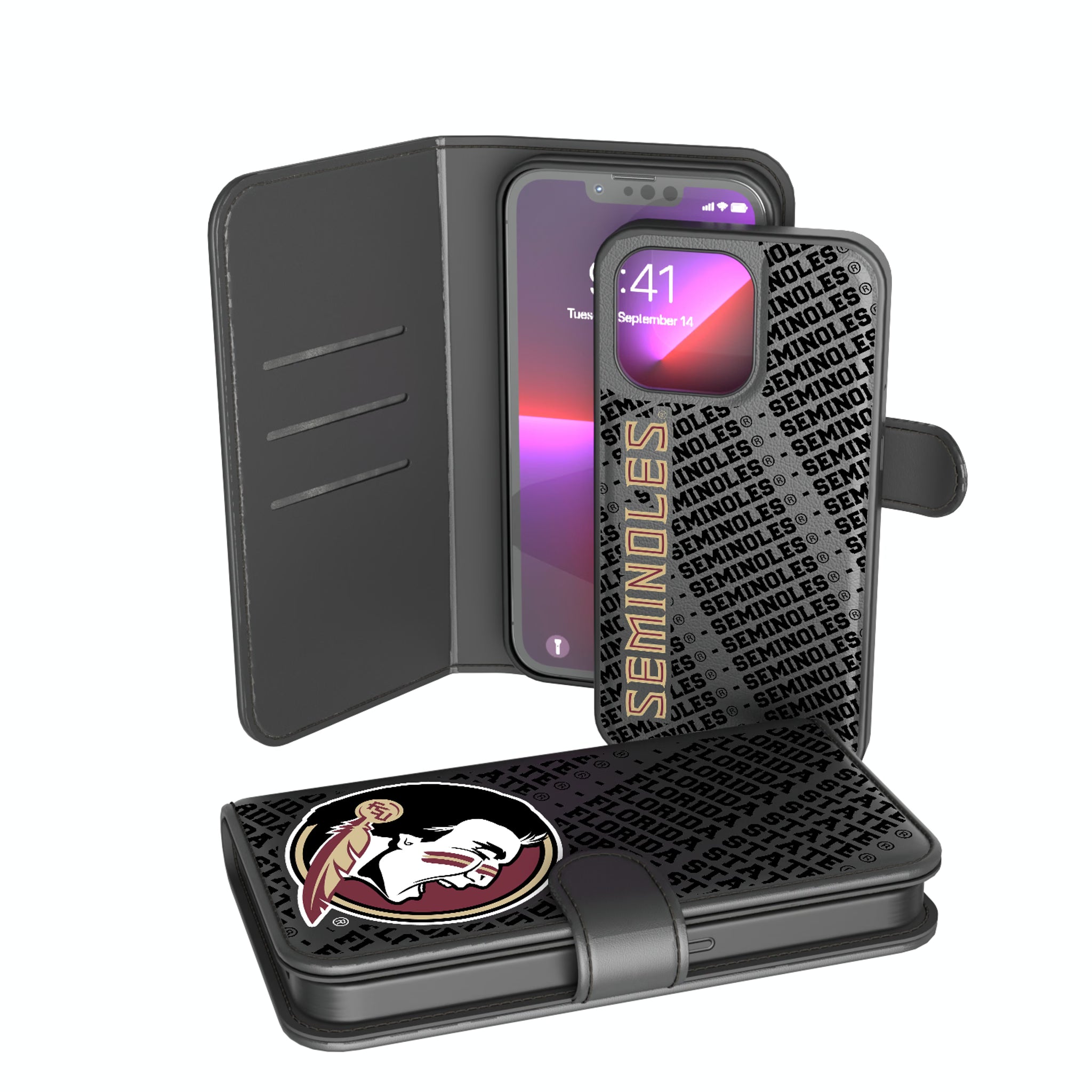Florida State University Seminoles Monocolor Tilt iPhone Wallet Phone Case for Apple iPhone