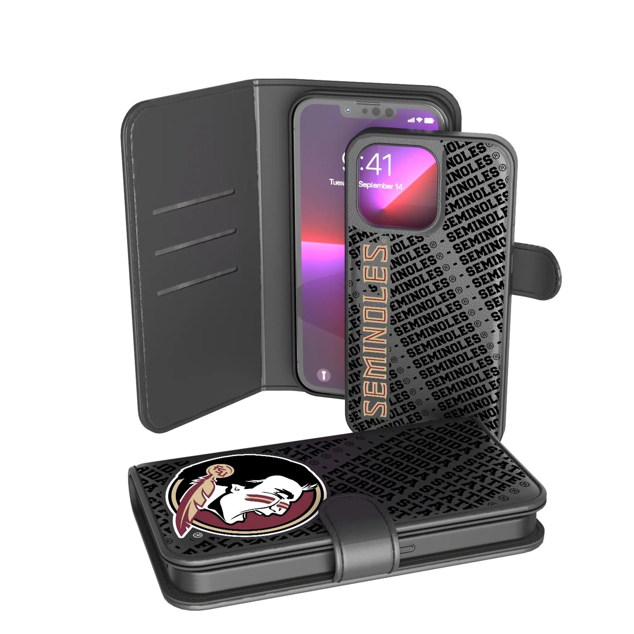 Florida State University Seminoles Monocolor Tilt iPhone Wallet Phone Case for Apple iPhone