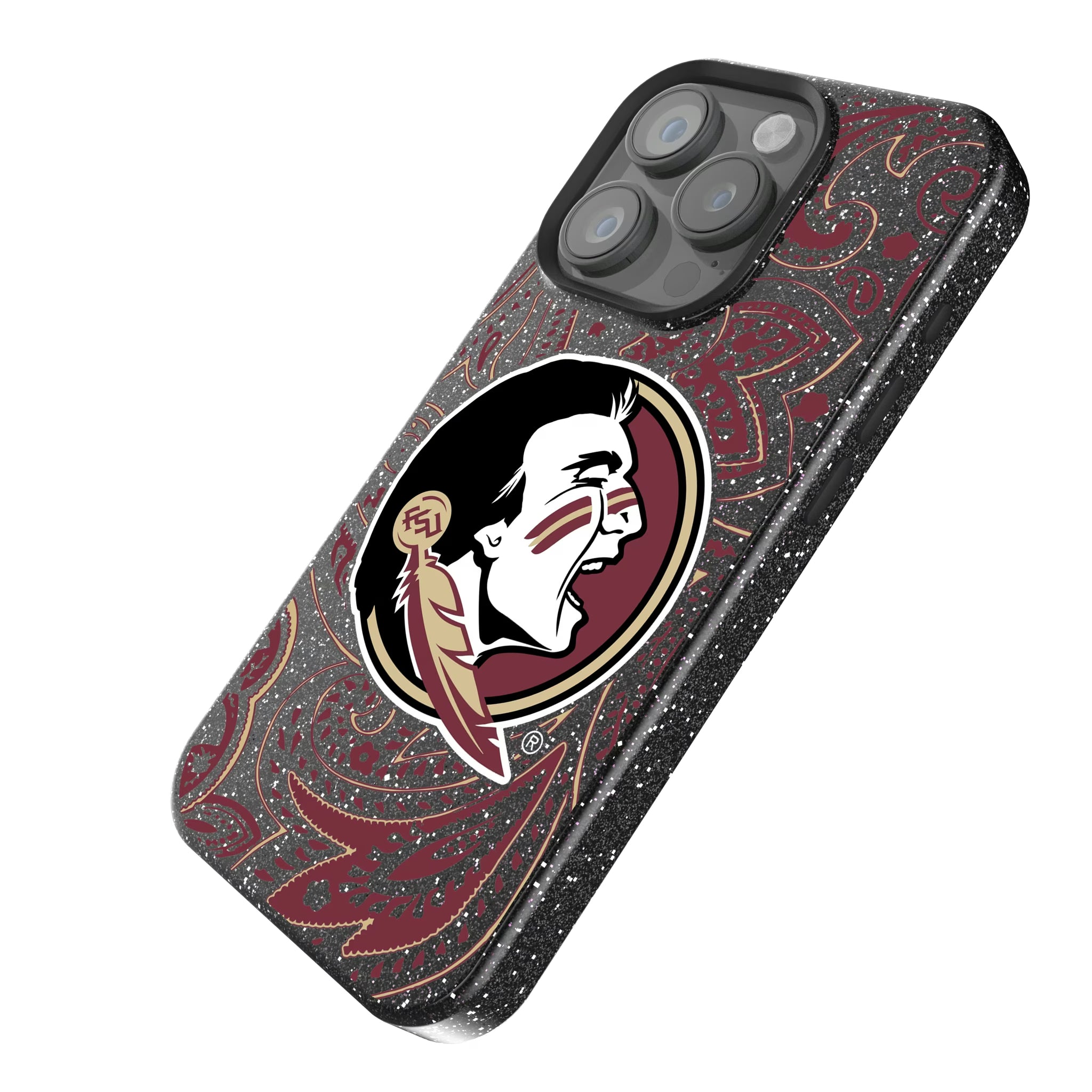 Florida State University Seminoles Paisley iPhone Bling Phone Case for Apple iPhone - Isometric View