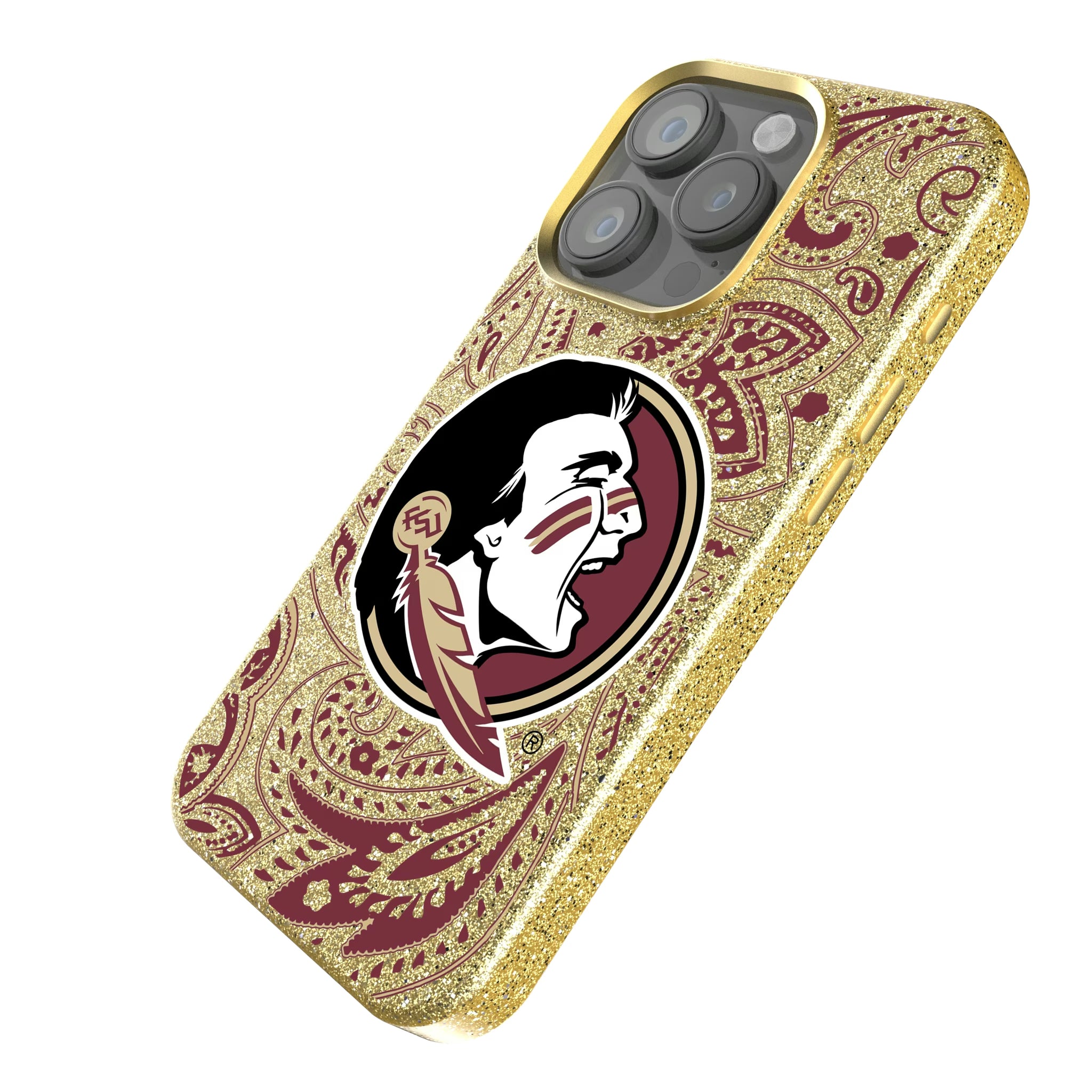 Florida State University Seminoles Paisley iPhone Bling Phone Case for Apple iPhone - Isometric View
