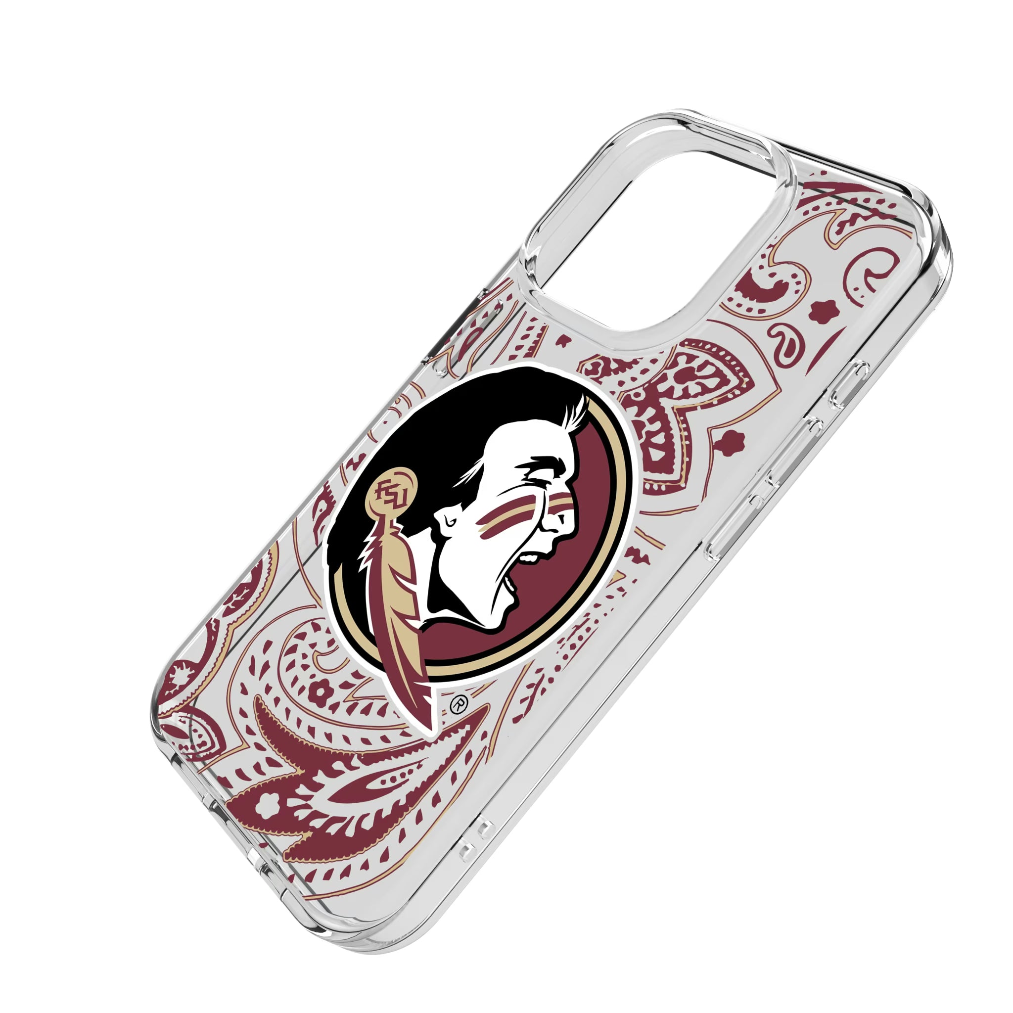 Florida State University Seminoles Paisley iPhone Clear Phone Case for Apple iPhone - Isometric View