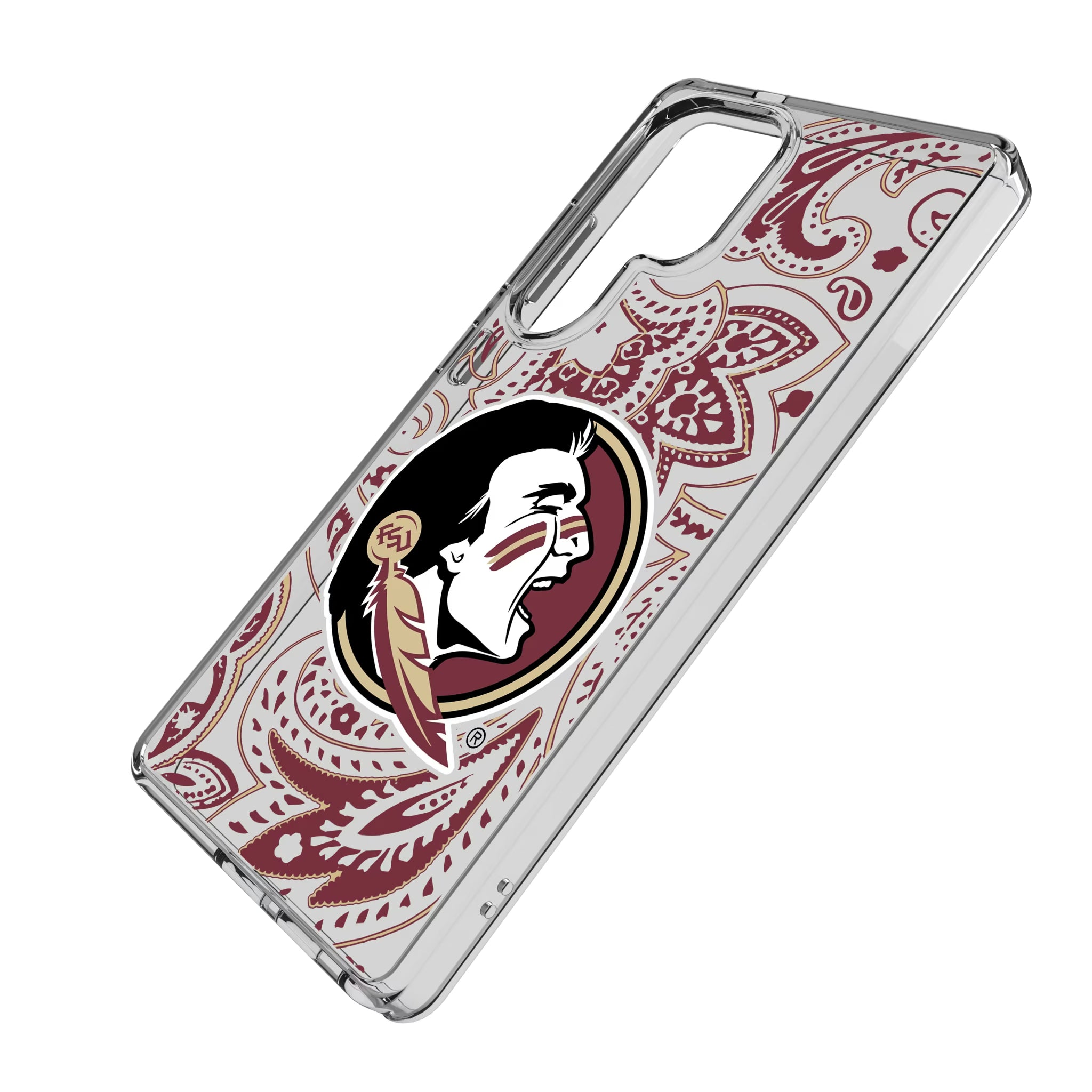 Florida State University Seminoles Paisley Galaxy Clear Phone Case for Samsung Galaxy - Isometric View