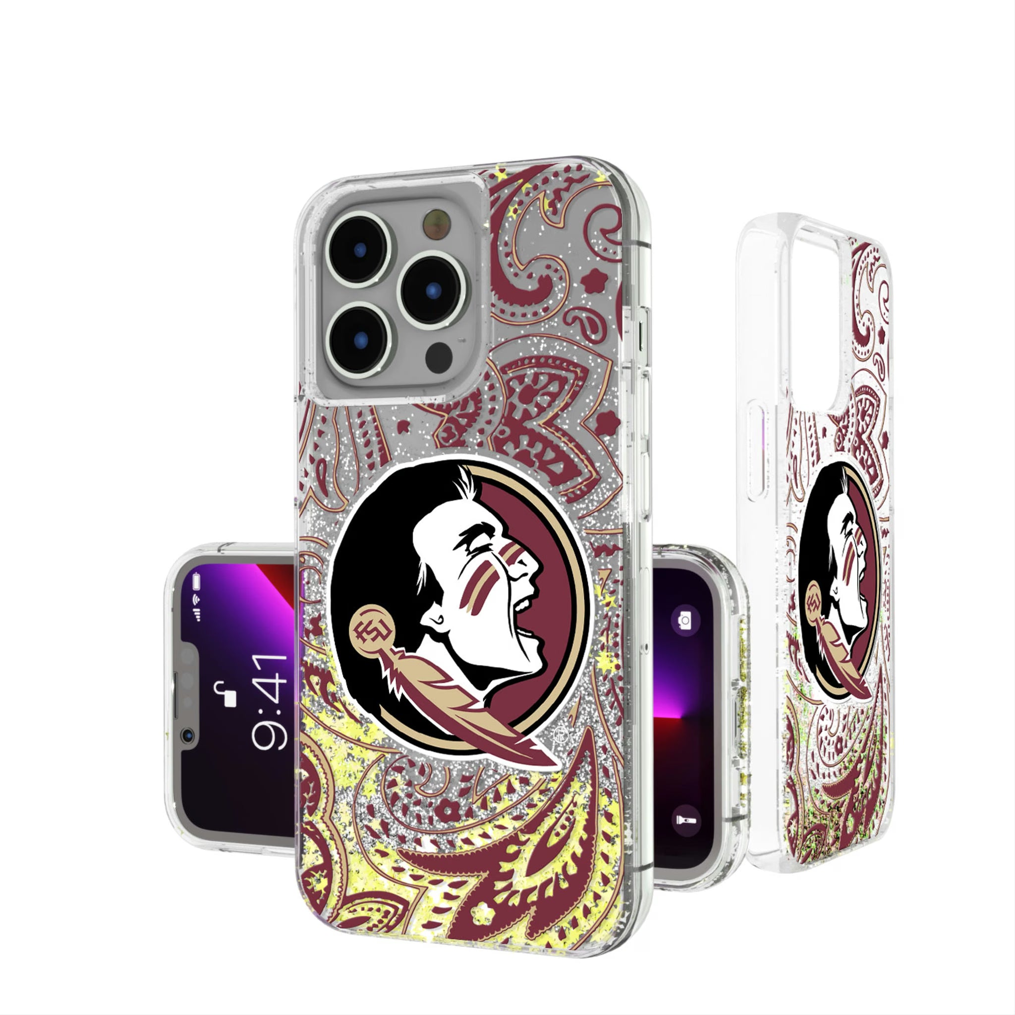 Florida State University Seminoles Paisley iPhone Glitter Phone Case for Apple iPhone