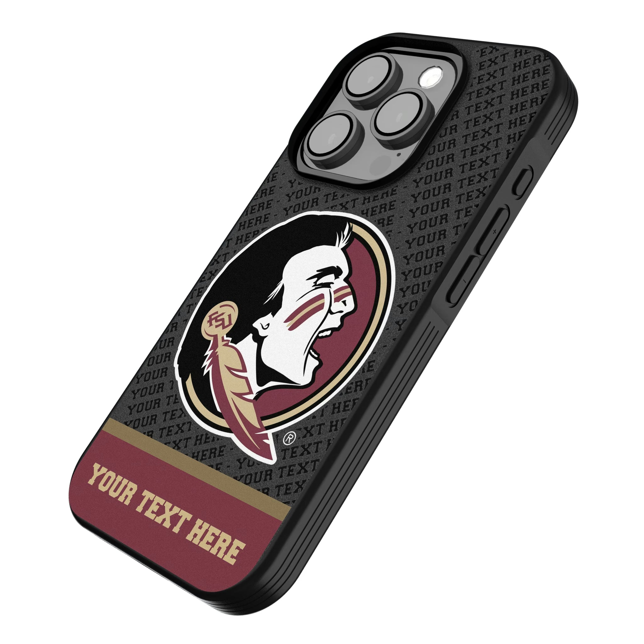 Florida State University Seminoles Personalized EndZone Plus iPhone Bump Phone Case for Apple iPhone - Isometric View