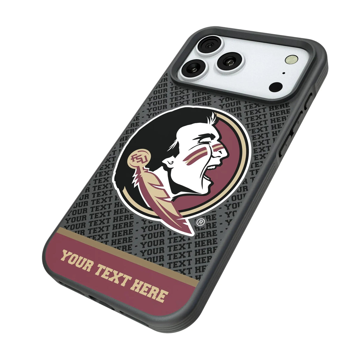 Florida State University Seminoles Personalized EndZone Plus iPhone Bump Phone Case for Apple iPhone - Isometric View#Device_iPhone 18 Pro Max