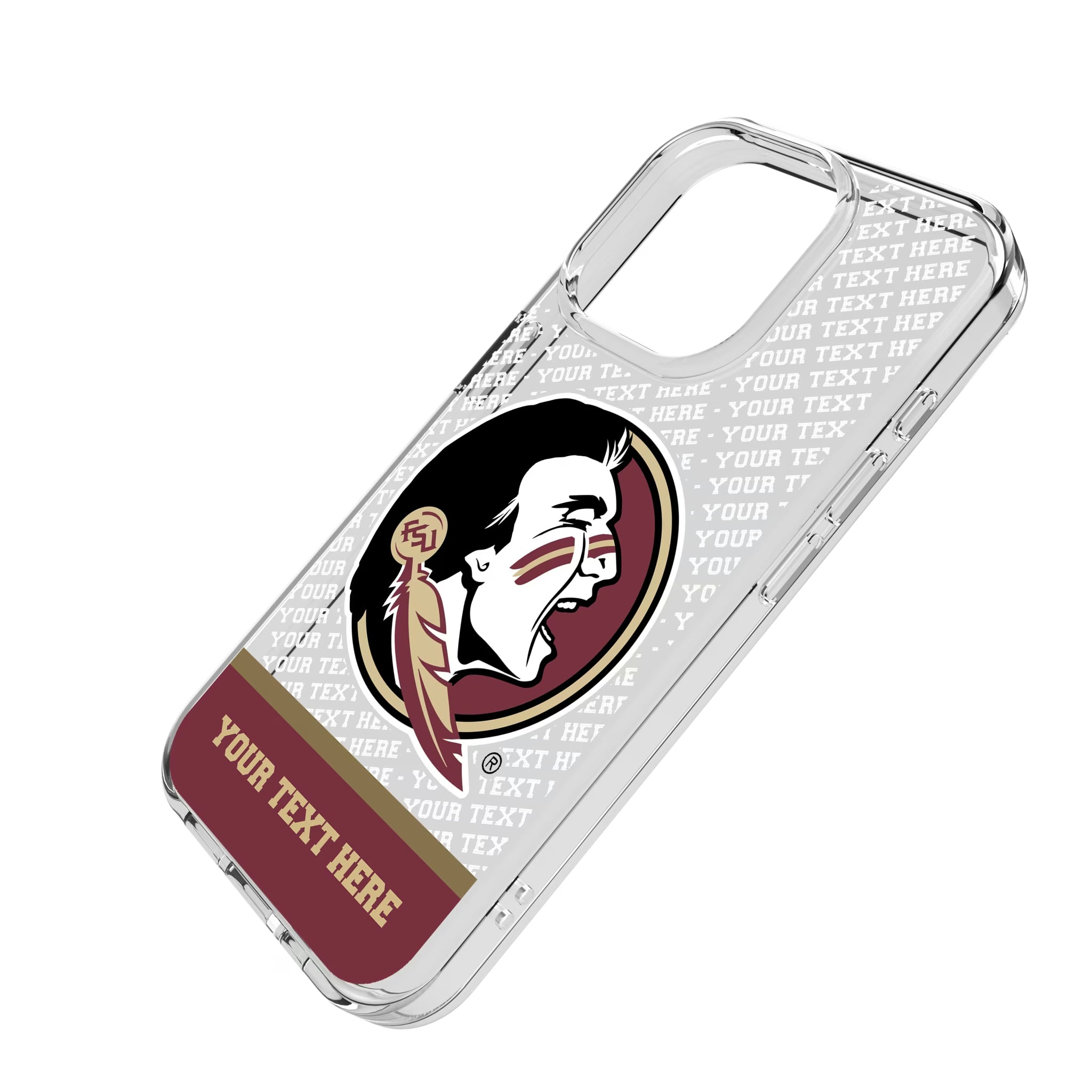Florida State University Seminoles Personalized EndZone Plus iPhone Clear Phone Case for Apple iPhone - Isometric View