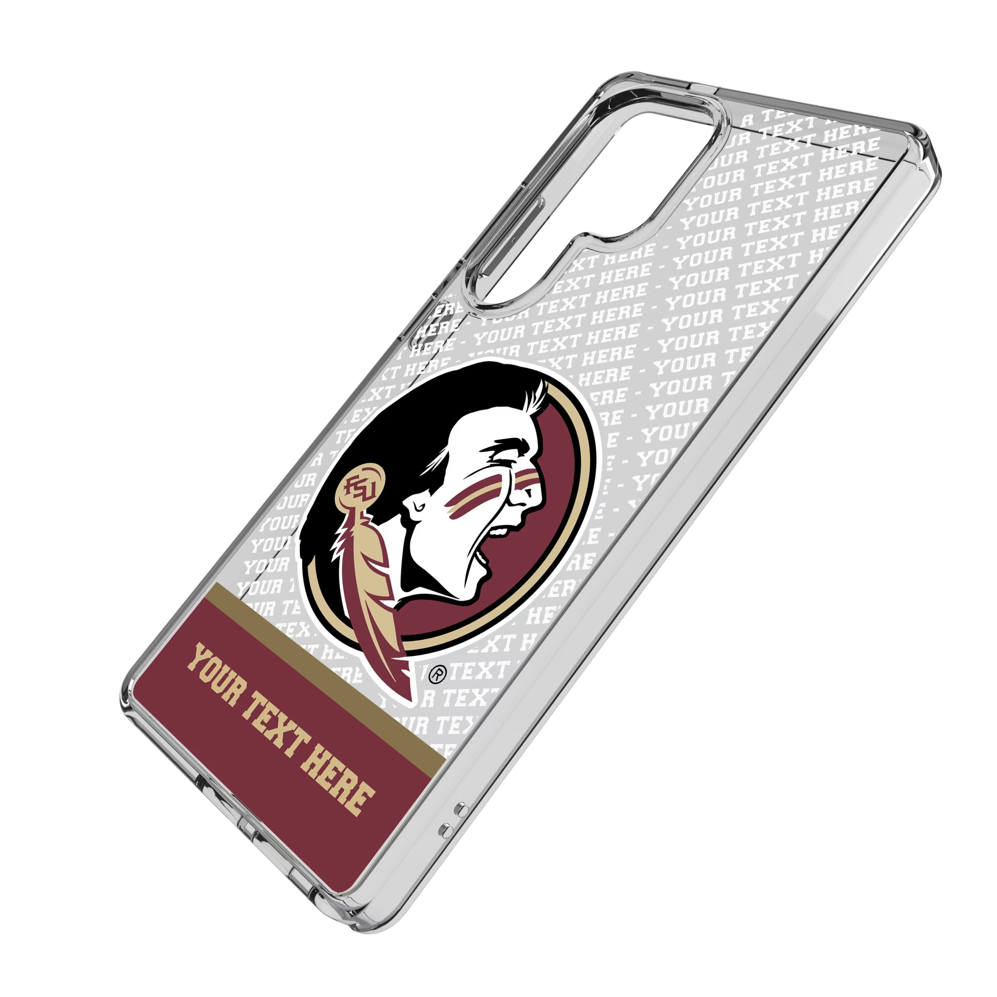 Florida State University Seminoles Personalized EndZone Plus Galaxy Clear Phone Case for Samsung Galaxy - Isometric View
