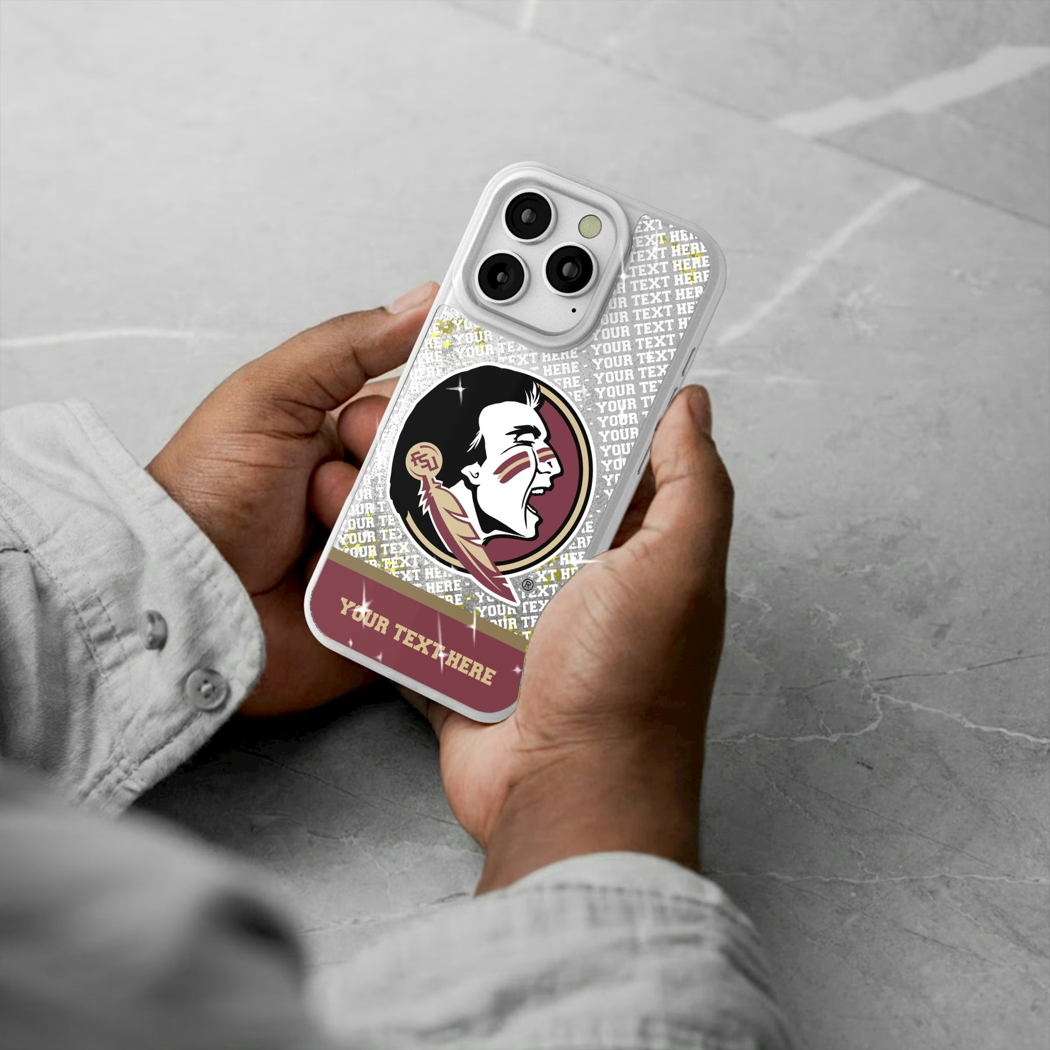 Florida State University Seminoles Personalized EndZone Plus iPhone Glitter Phone Case for Apple iPhone - Lifestyle#Device_iPhone 16 Pro