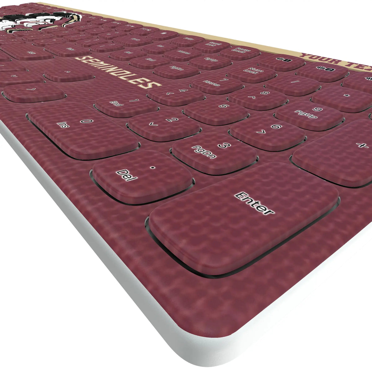 Florida State University Seminoles Personalized Endzone Solid KKB605 Curved Wireless Keyboard - Detail