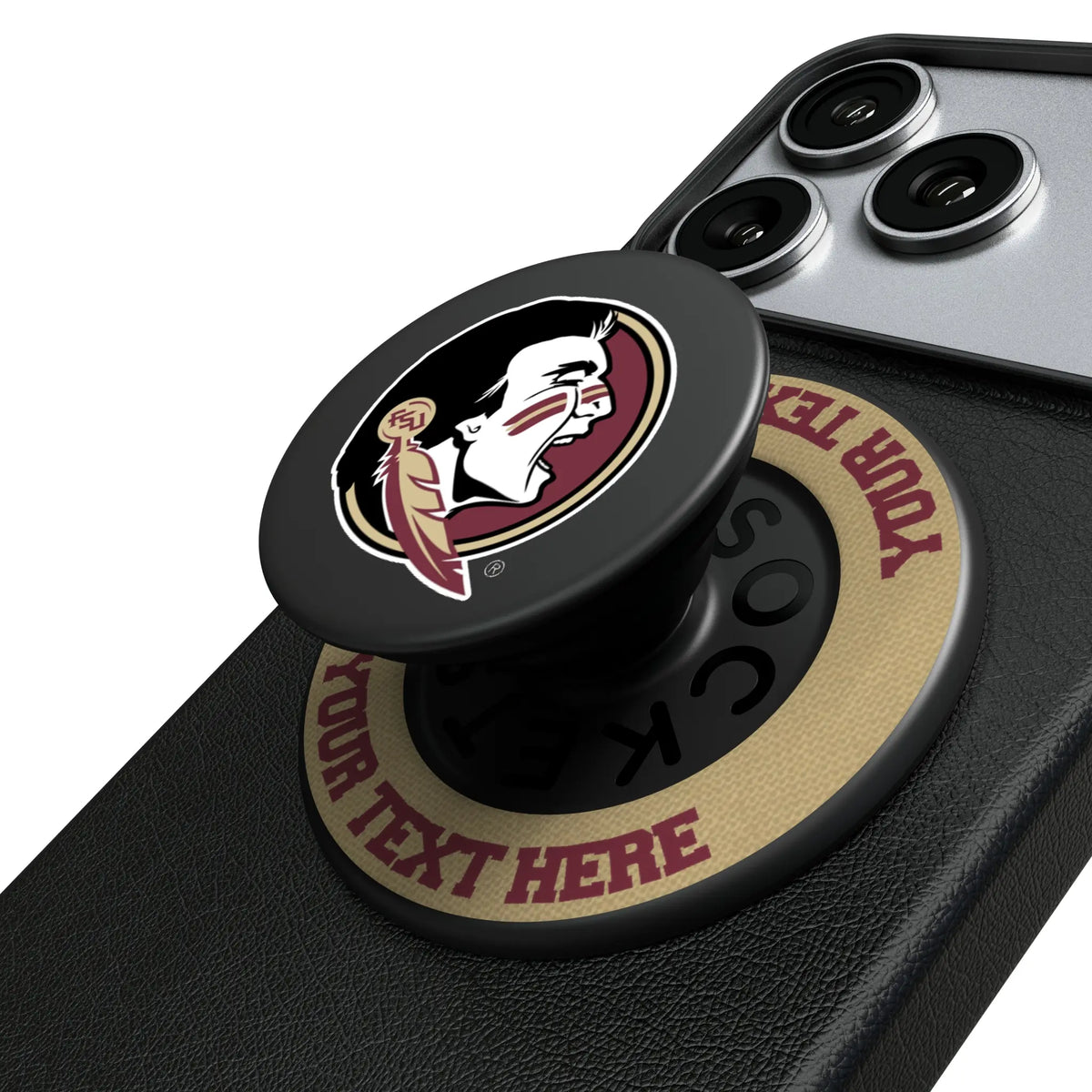 Florida State University Seminoles Personalized Endzone Solid Popsockets Round Magnetic