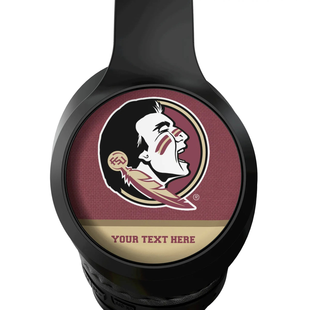 Florida State University Seminoles Personalized Endzone Solid Wireless Over-Ear Headphones With Case - Detail
