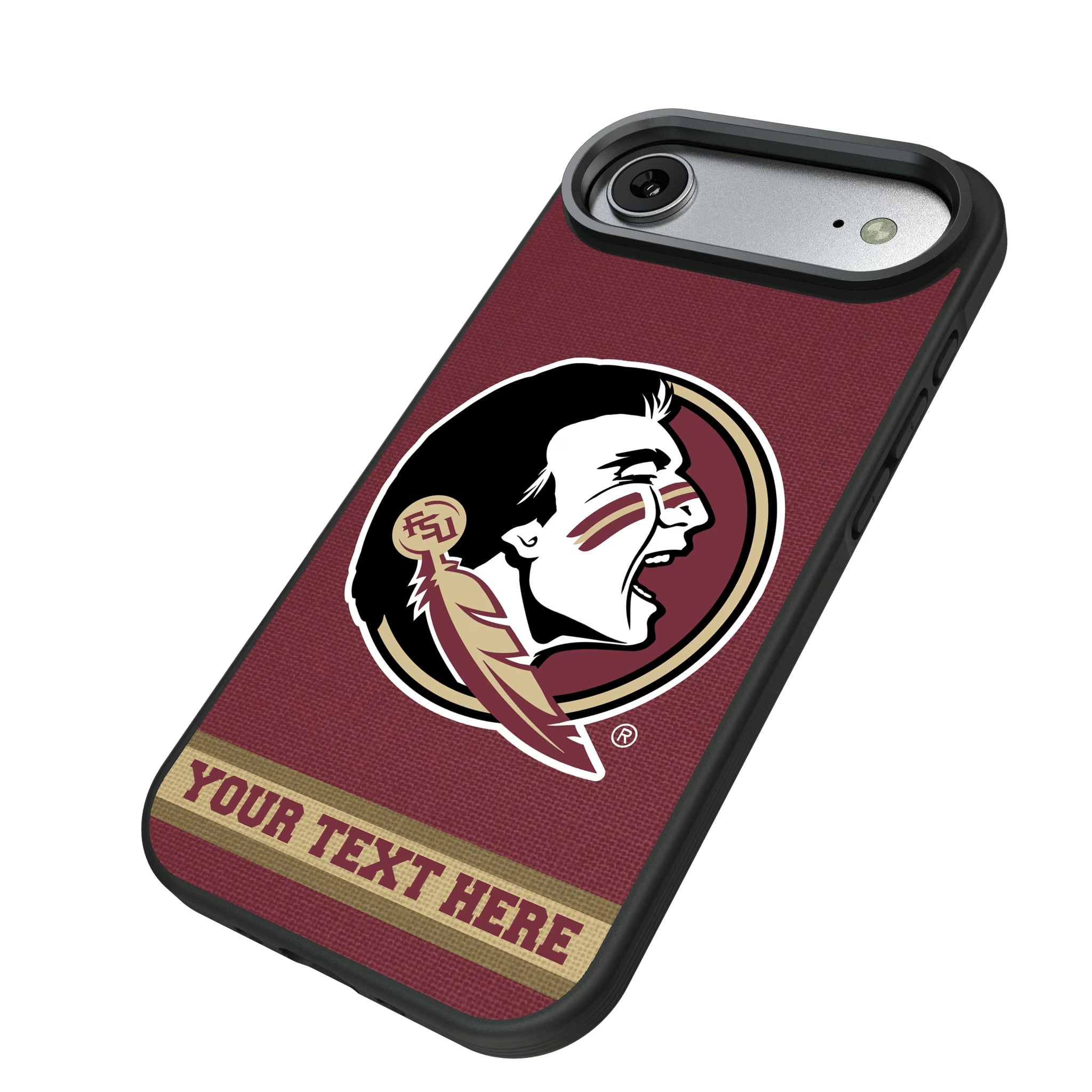 Florida State University Seminoles Personalized Stripe iPhone Bump Phone Case for Apple iPhone - Isometric View#Device_iPhone Air