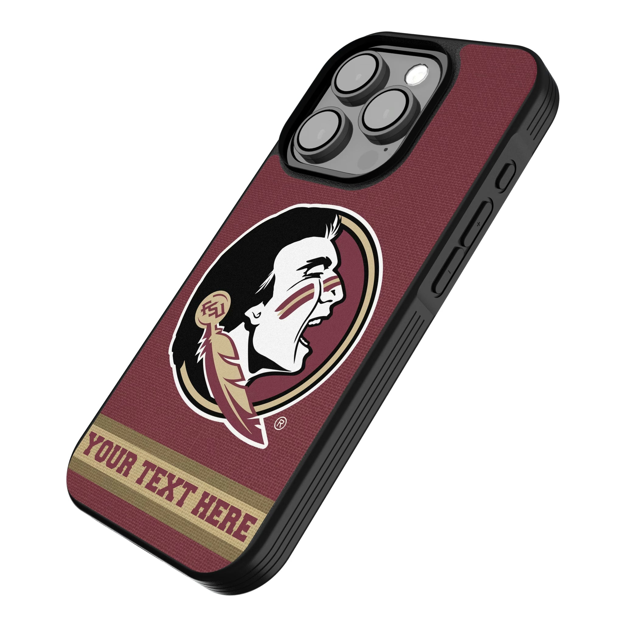 Florida State University Seminoles Personalized Stripe iPhone Bump Phone Case for Apple iPhone - Isometric View