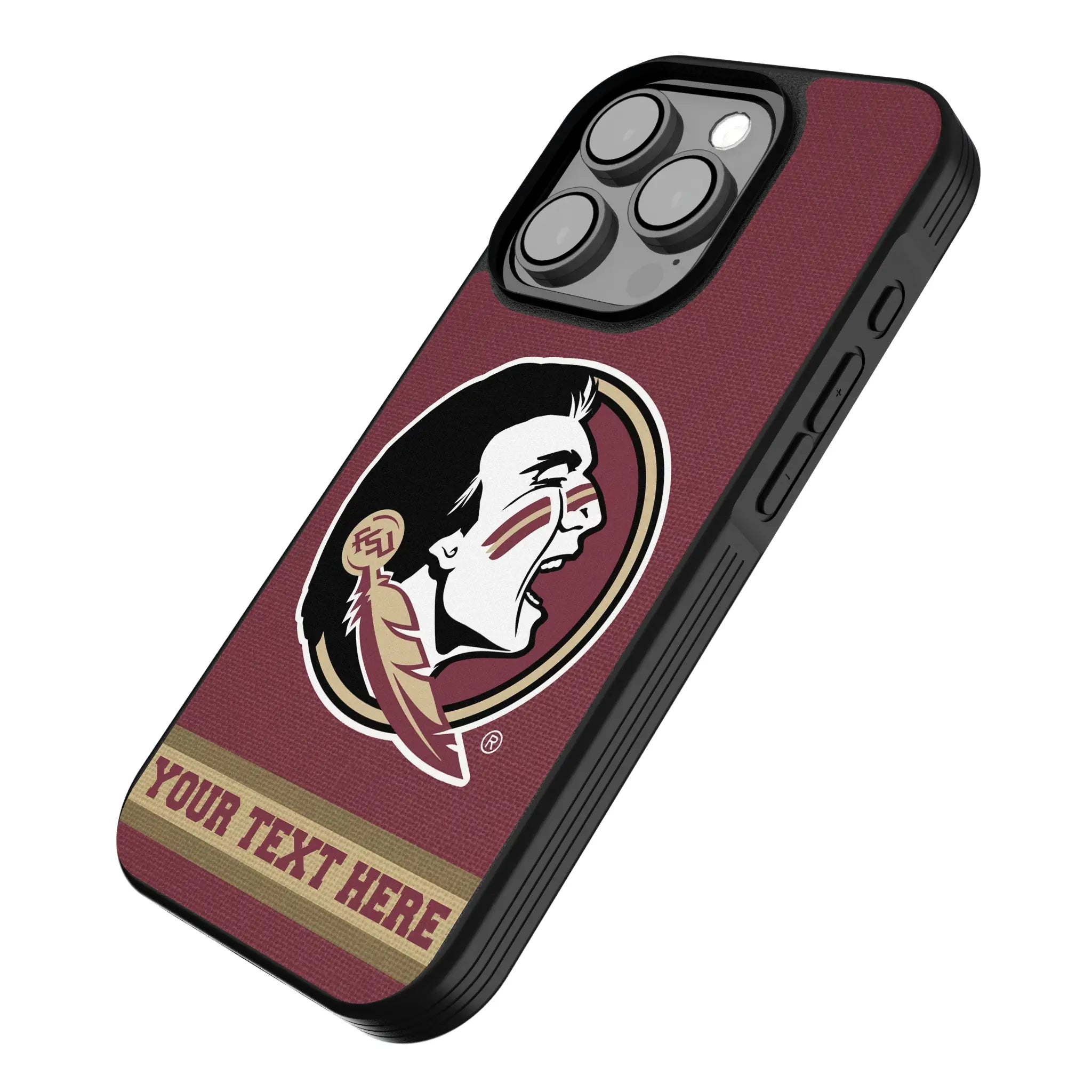 Florida State University Seminoles Personalized Stripe iPhone Bump Phone Case for Apple iPhone - Isometric View