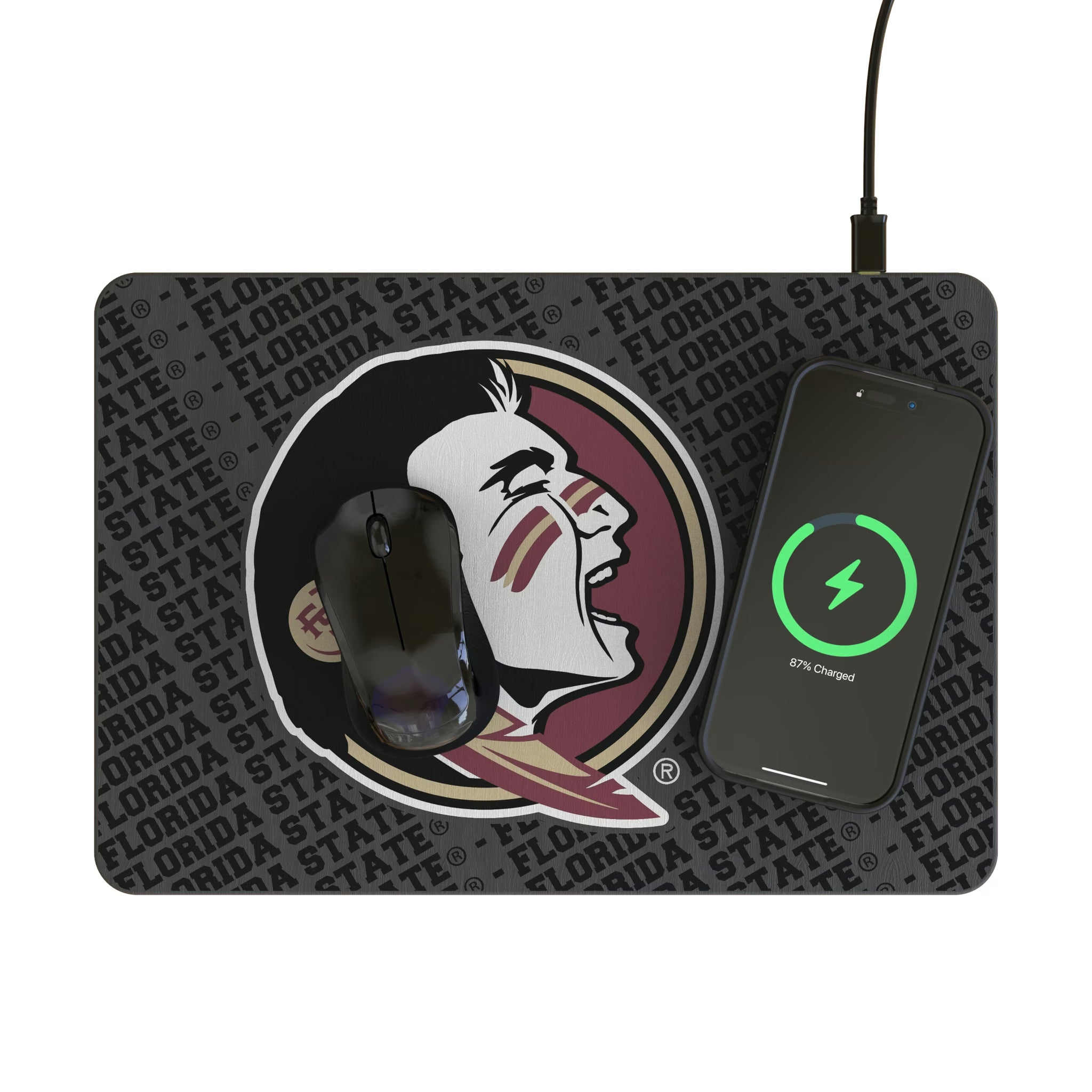 Florida State University Seminoles Personalized Tilt 15-Watt Wireless Charger and Mouse Pad - Lifestyle
