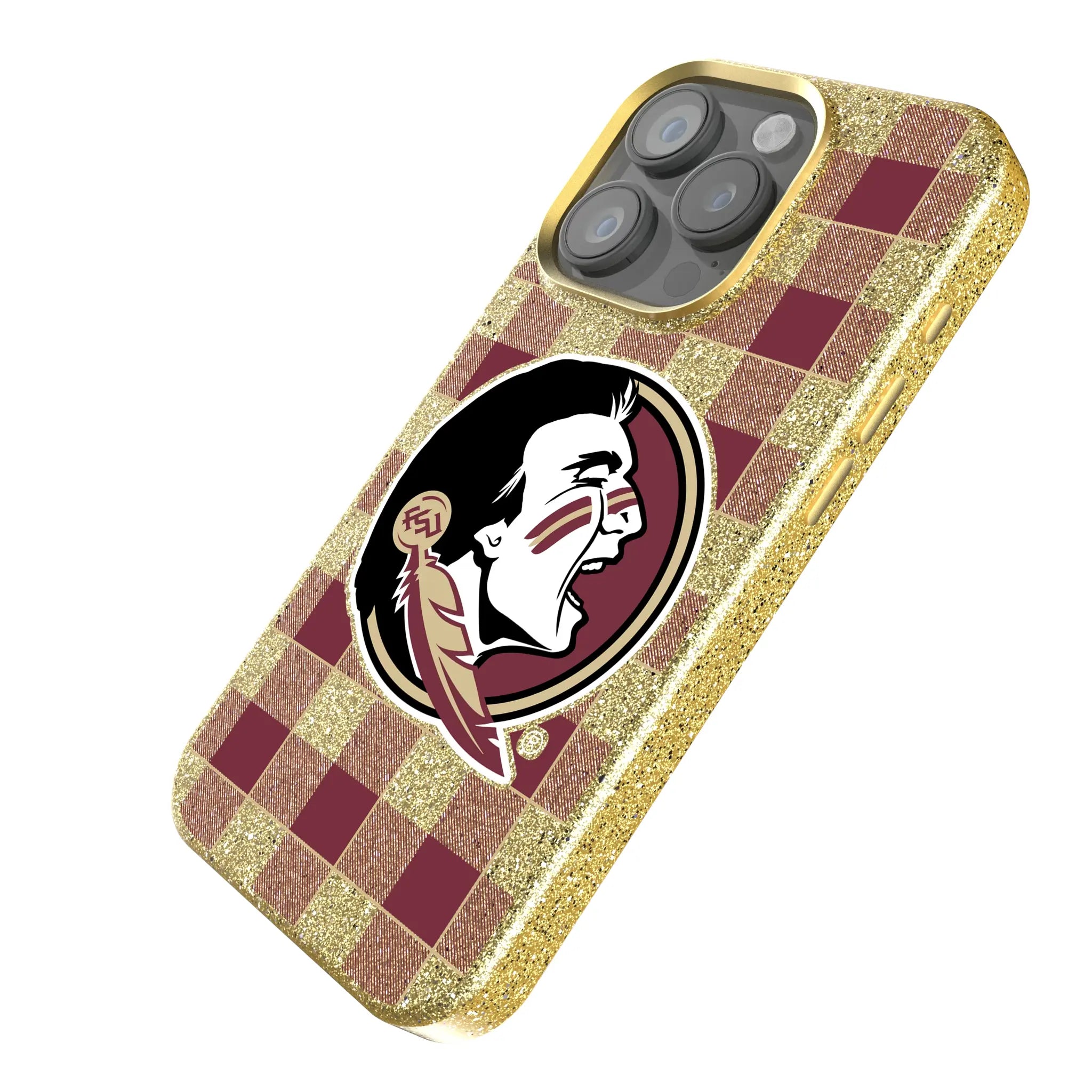 Florida State University Seminoles Plaid iPhone Bling Phone Case for Apple iPhone - Isometric View