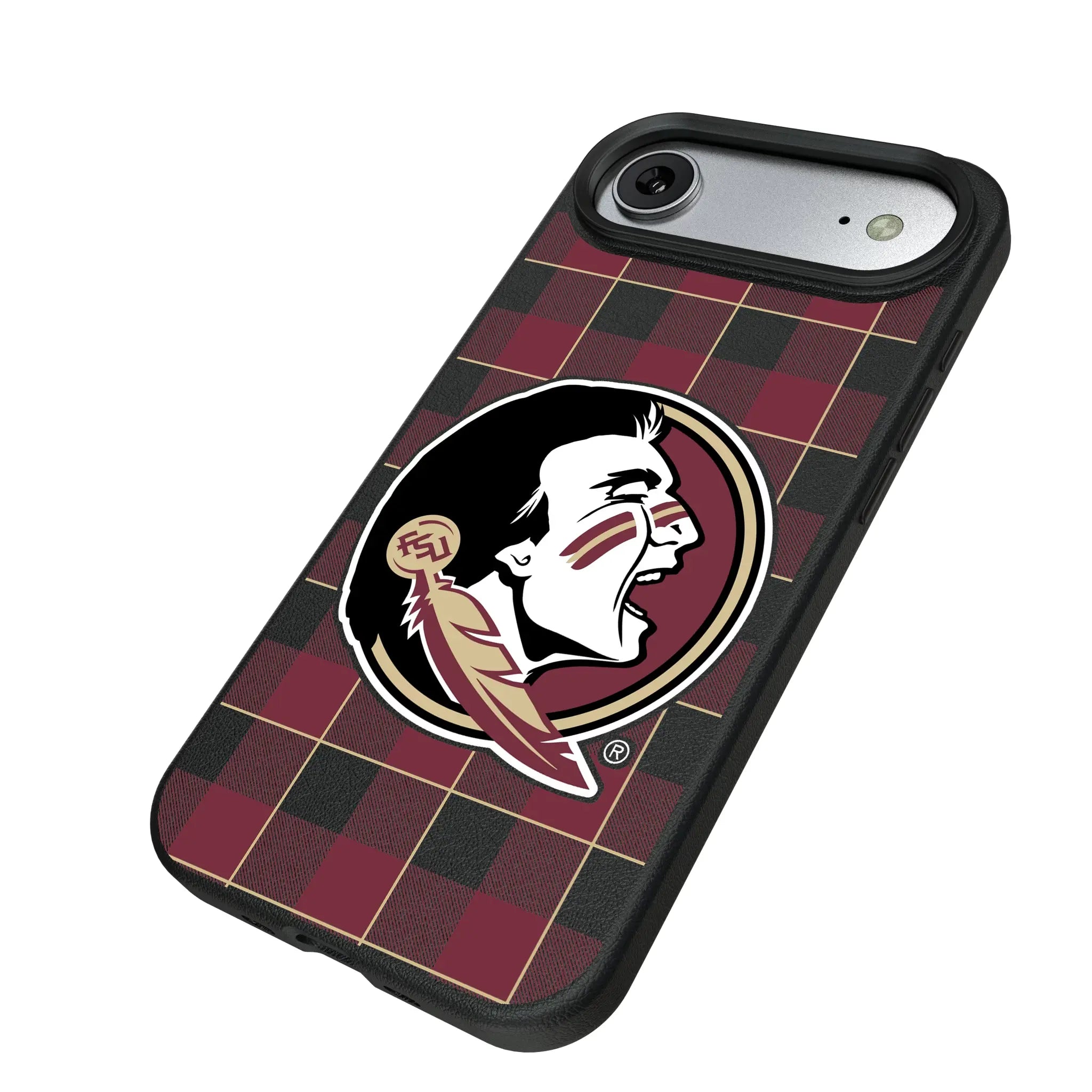 Florida State University Seminoles Plaid iPhone MagSafe Compatible Phone Case for Apple iPhone - Isometric View#Device_iPhone Air