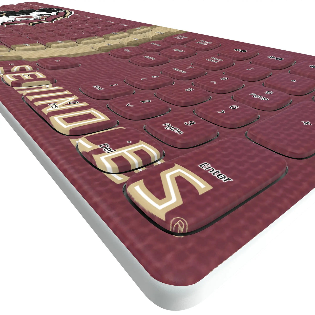 Florida State University Seminoles Stripe KKB605 Curved Wireless Keyboard - Detail