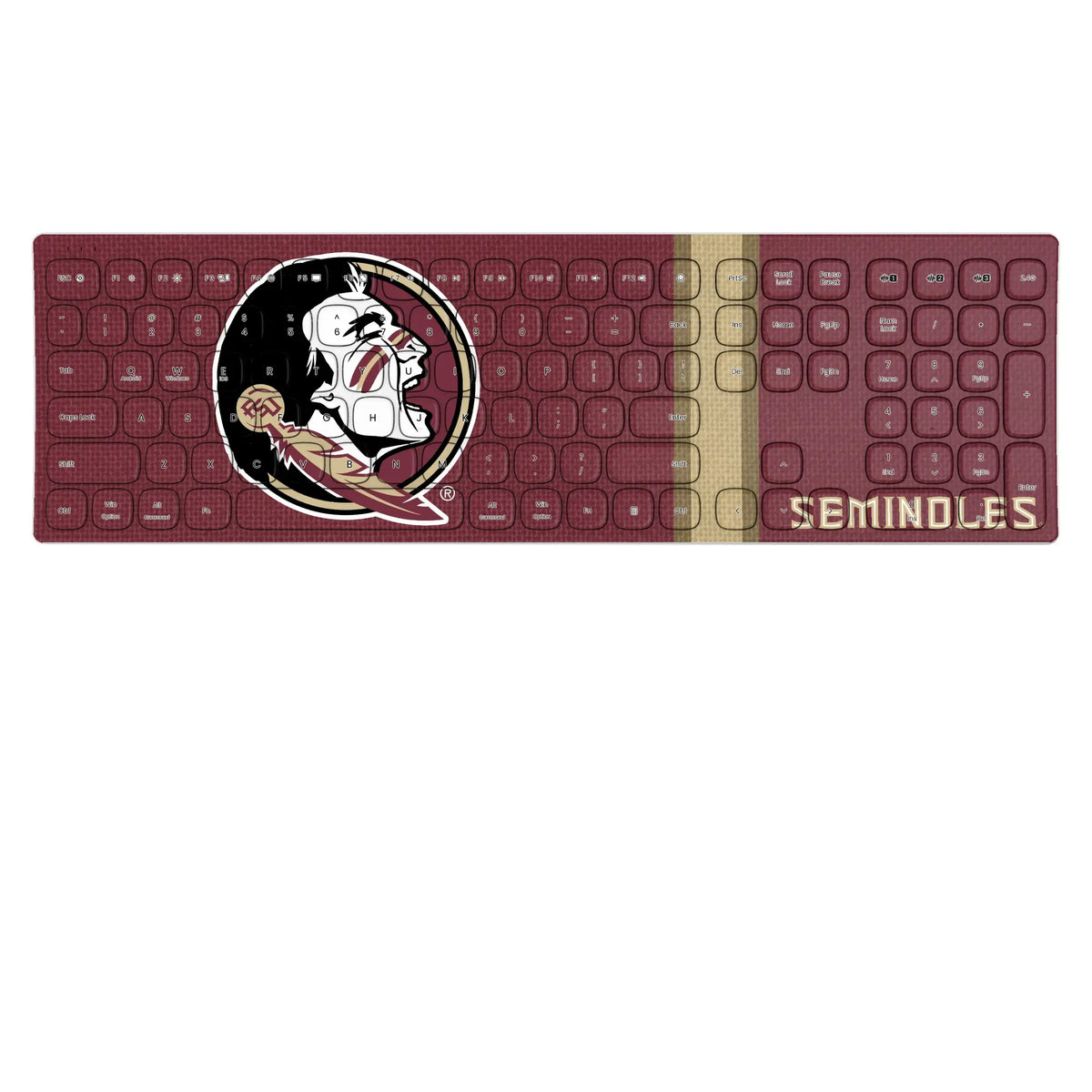 Florida State University Seminoles Stripe KKB605 Curved Wireless Keyboard