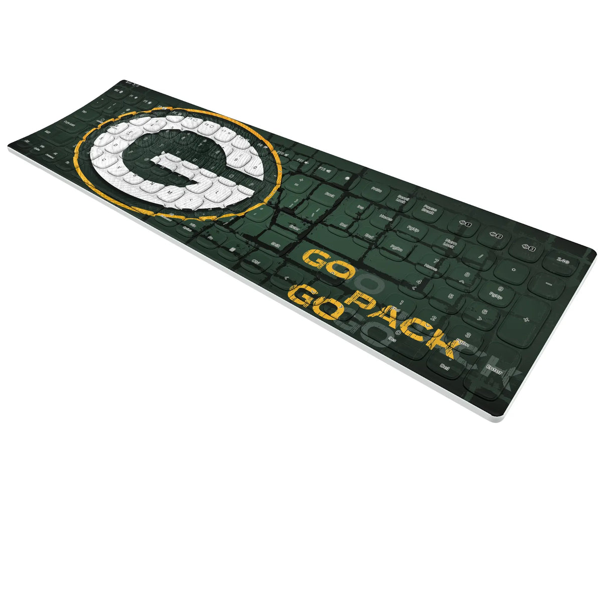 Green Bay Packers Brick KKB605 Curved Wireless Keyboard - Isometric View