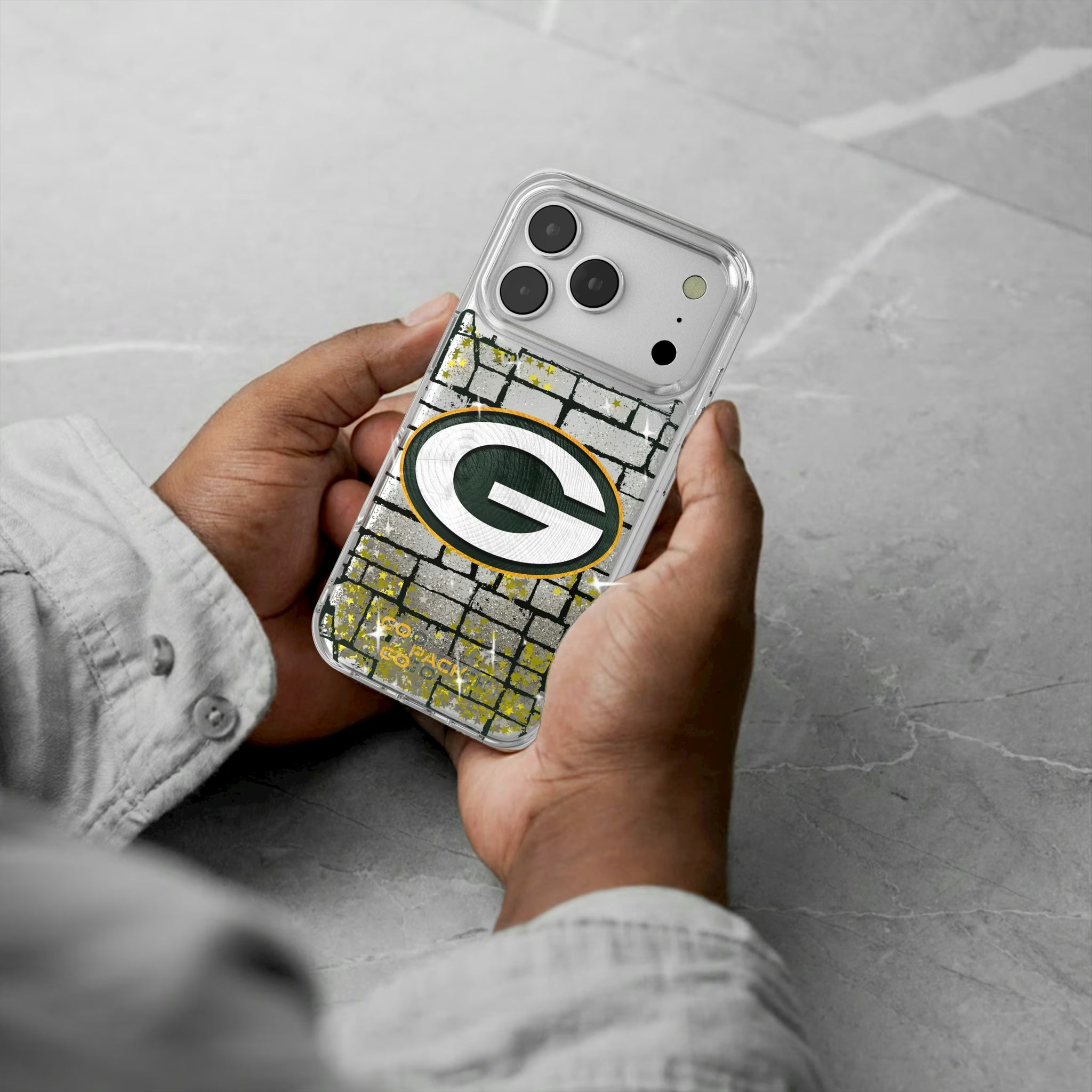 Green Bay Packers Brick iPhone Glitter Phone Case for Apple iPhone - Lifestyle