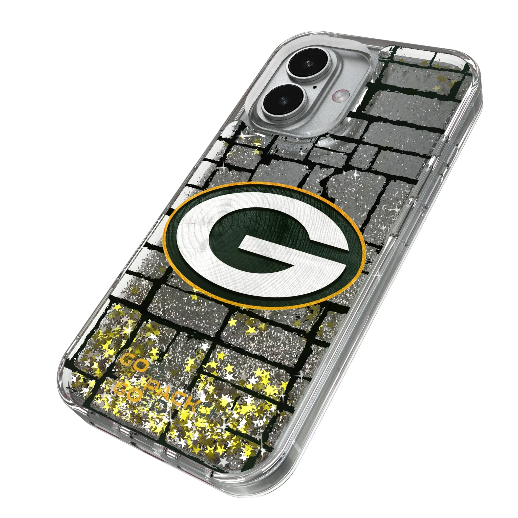 Green Bay Packers Brick iPhone Glitter Phone Case for Apple iPhone - Isometric View