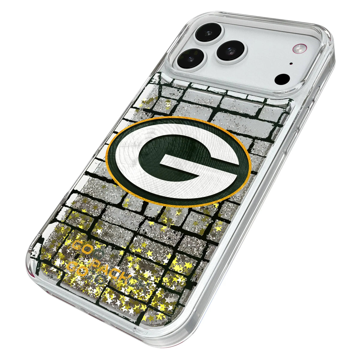 Green Bay Packers Brick iPhone Glitter Phone Case for Apple iPhone - Isometric View#Device_iPhone 18 Pro Max