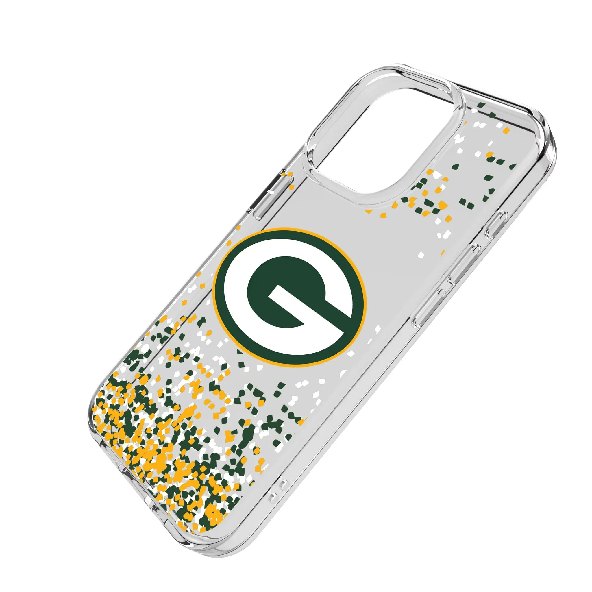 Green Bay Packers Confetti iPhone Clear Phone Case for Apple iPhone - Isometric View