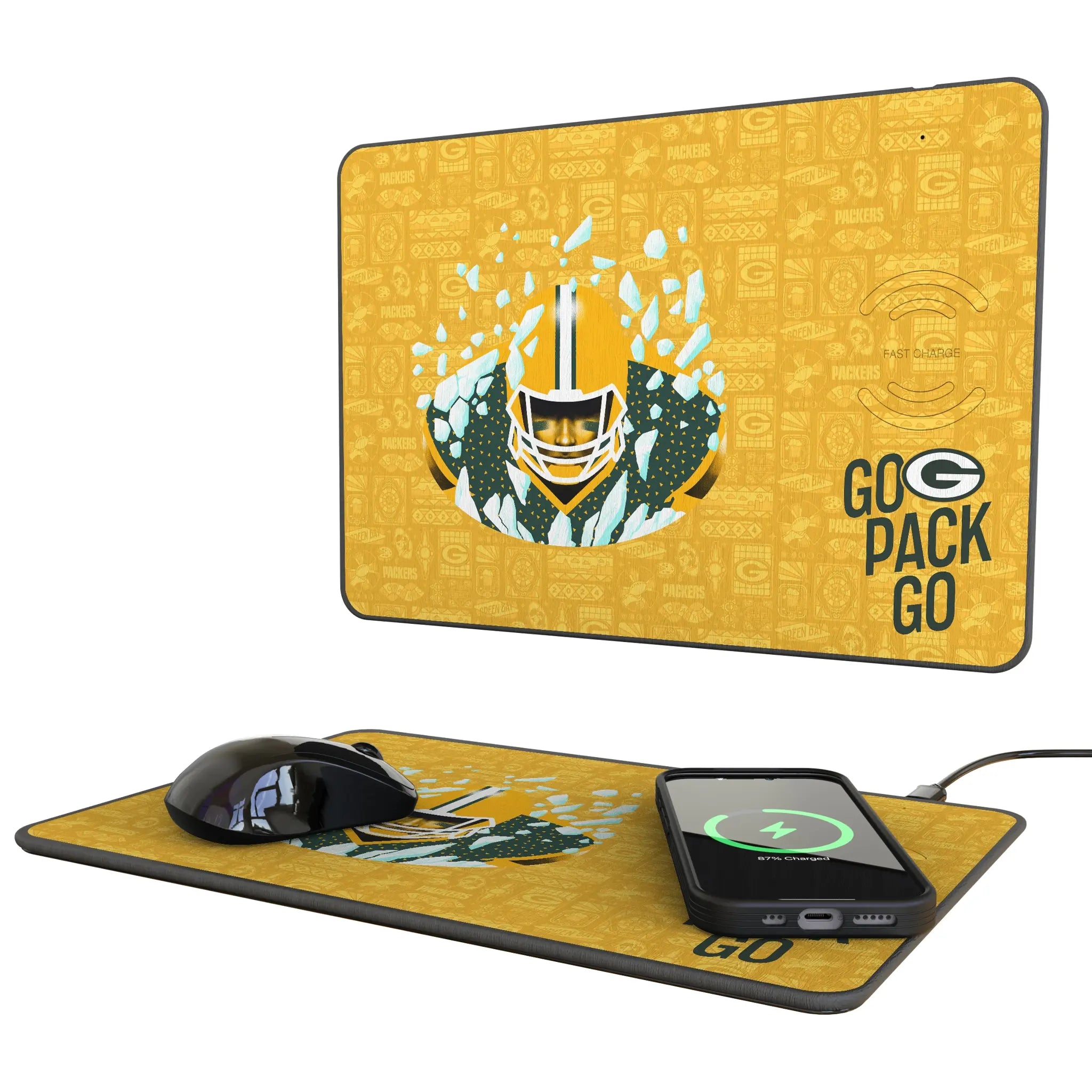 Green Bay Packers Deco 15-Watt Wireless Charger and Mouse Pad