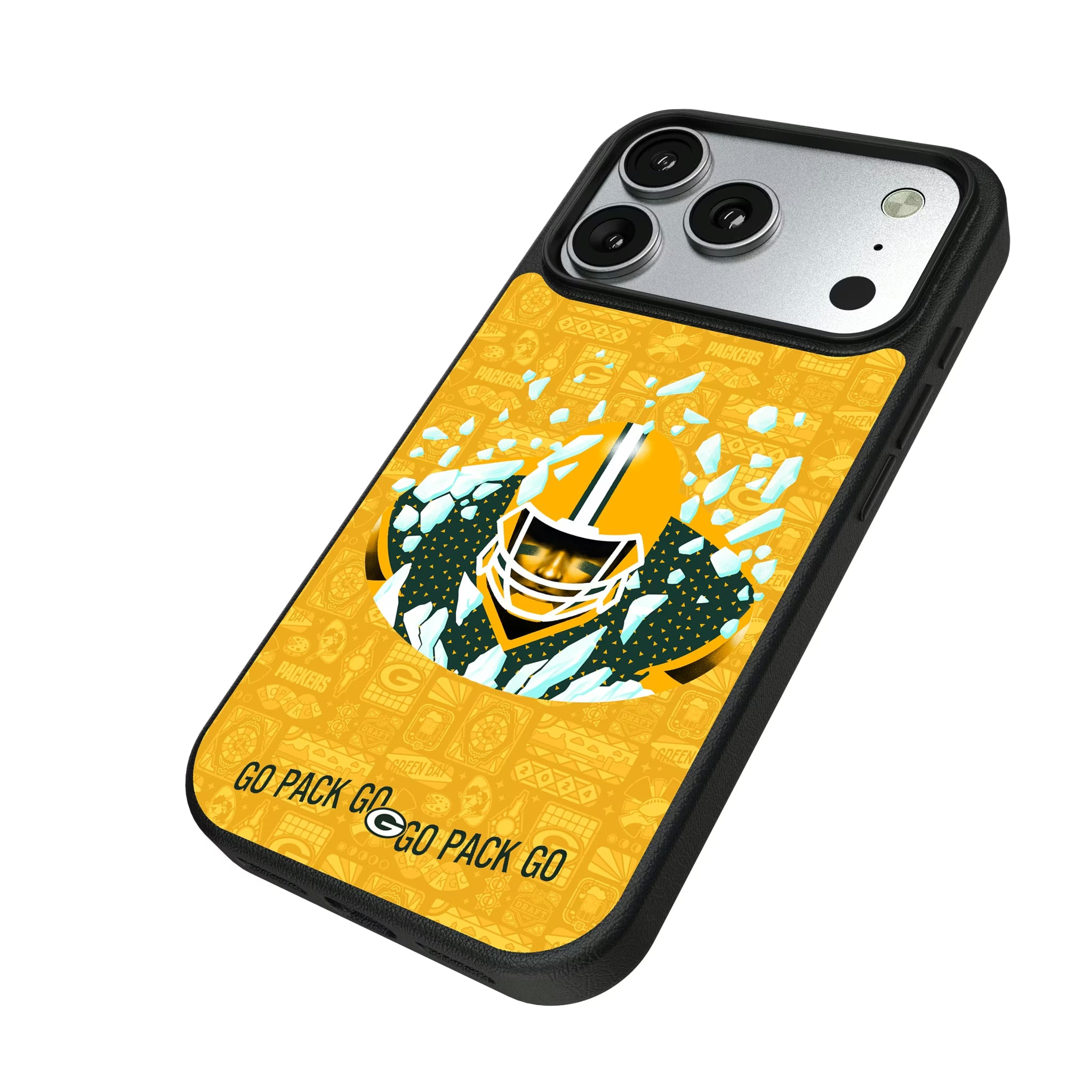 Green Bay Packers Deco iPhone MagSafe Compatible Phone Case for Apple iPhone - Isometric View#Device_iPhone 17 Pro