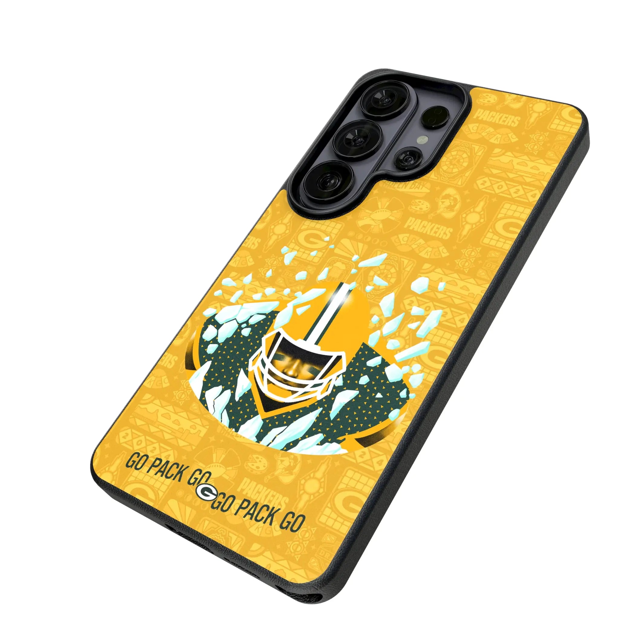 Green Bay Packers Deco Galaxy MagSafe Compatible Phone Case for Samsung Galaxy - Isometric View#Device_Galaxy S26 Ultra