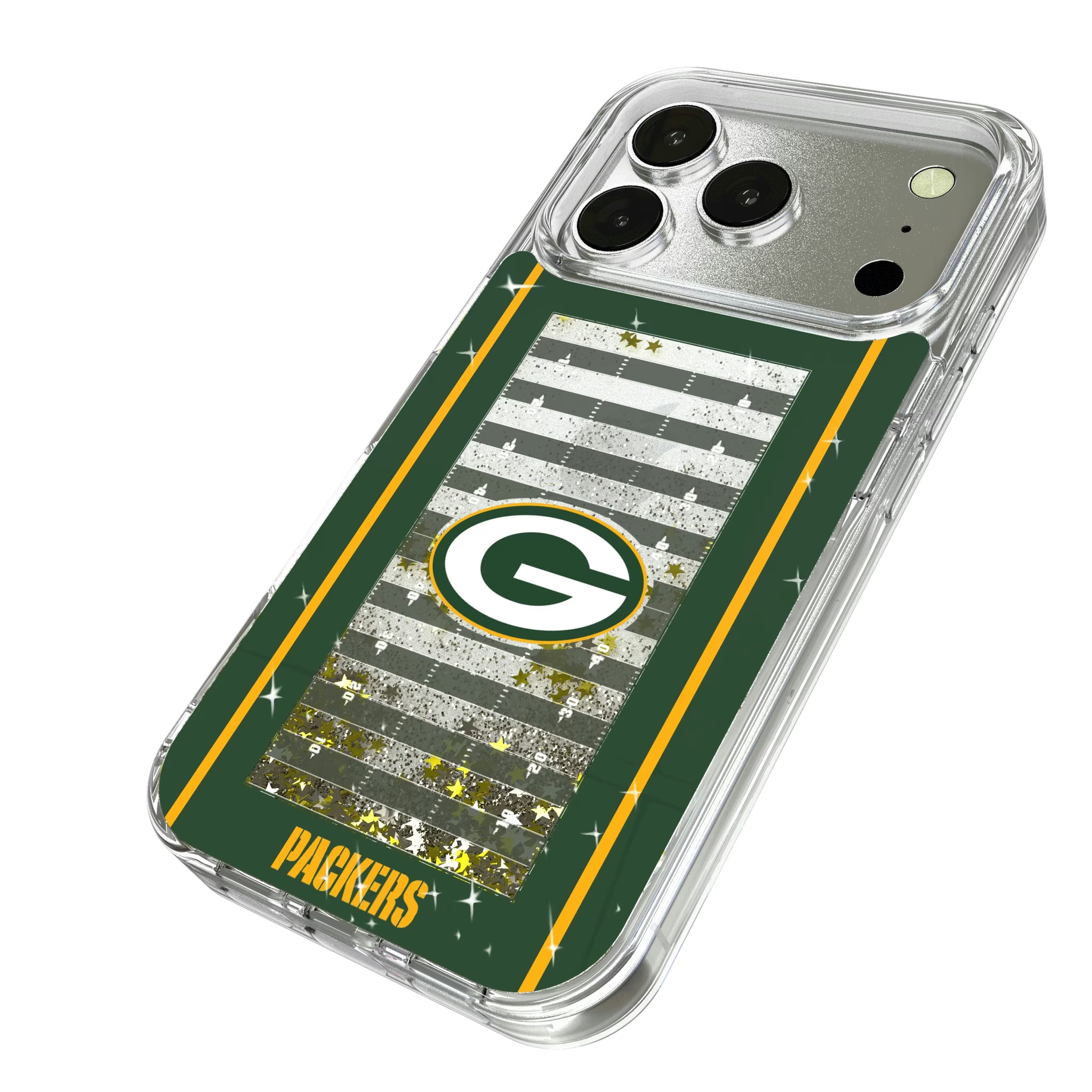 Green Bay Packers Field iPhone Glitter Phone Case for Apple iPhone - Isometric View