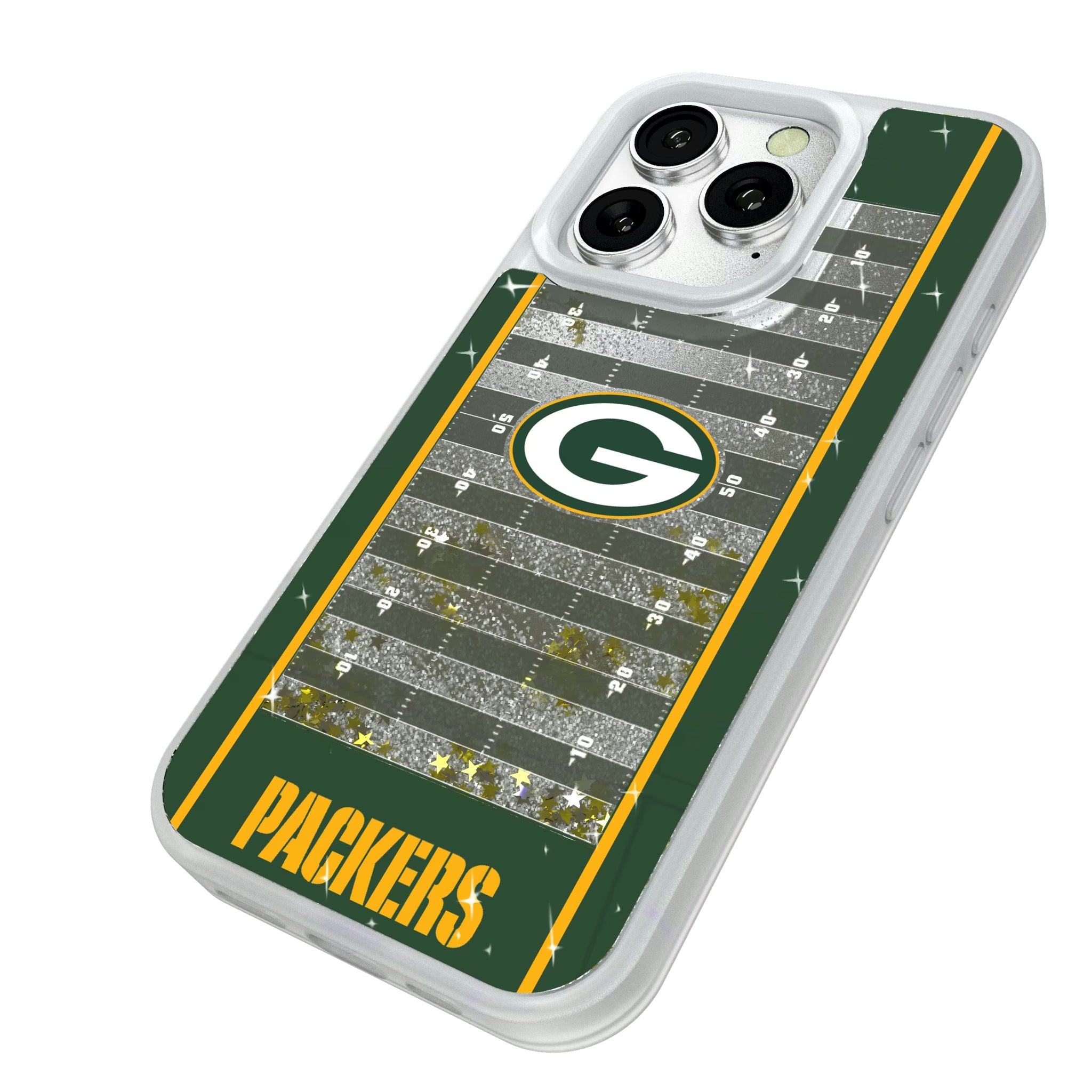 Green Bay Packers Field iPhone Glitter Phone Case for Apple iPhone - Isometric View#Device_iPhone 16 Pro