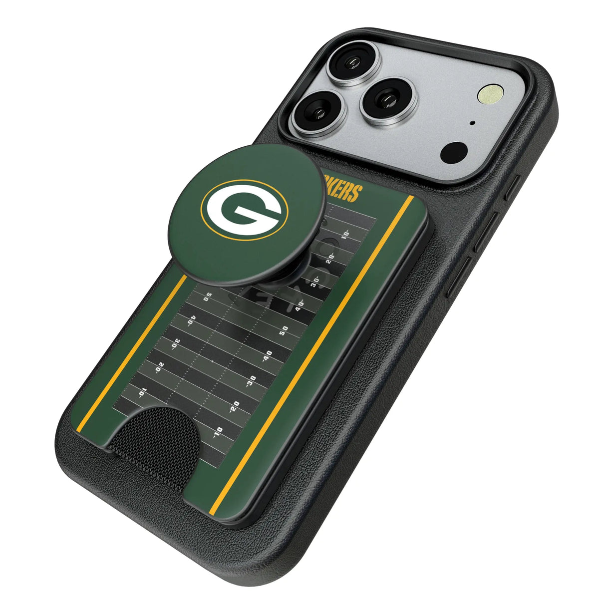 Green Bay Packers Field Popsockets Wallet Magnetic - Isometric View