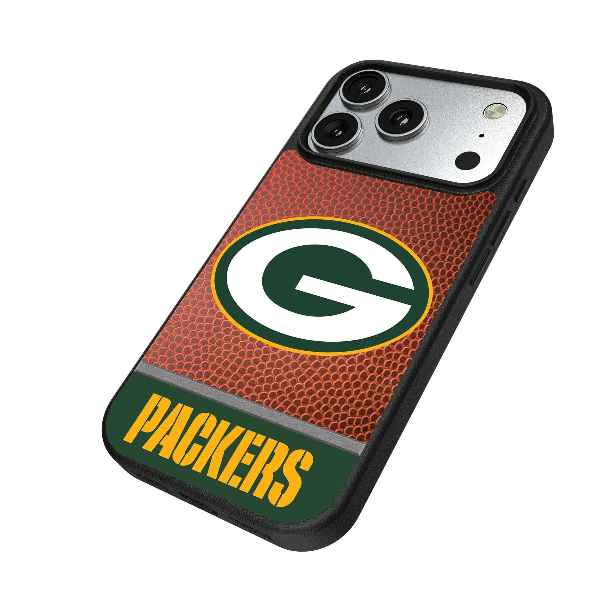 Green Bay Packers Football Wordmark iPhone MagSafe Compatible Phone Case for Apple iPhone - Isometric View#Device_iPhone 17 Pro