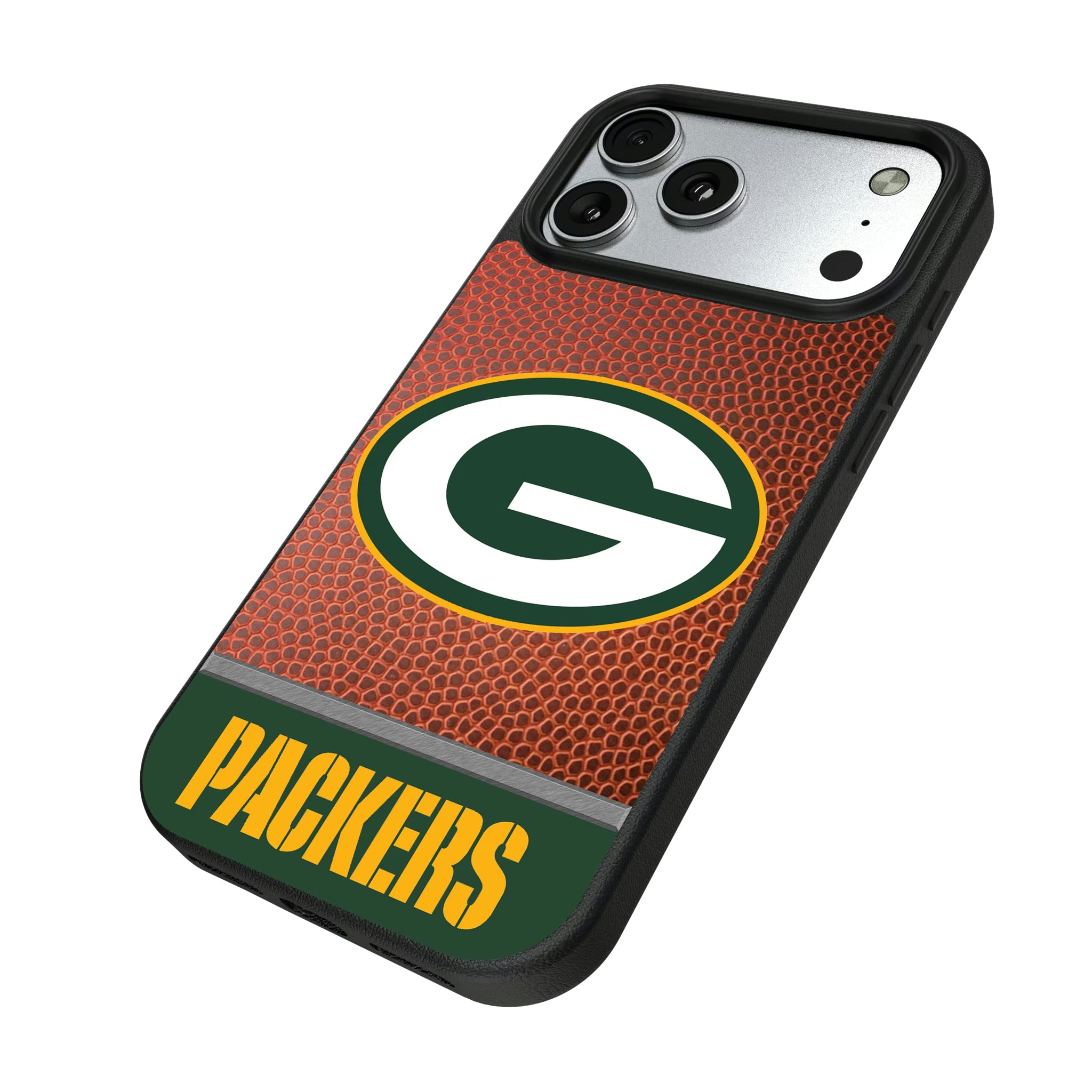 Green Bay Packers Football Wordmark iPhone MagSafe Compatible Phone Case for Apple iPhone - Isometric View#Device_iPhone 17 Pro Max